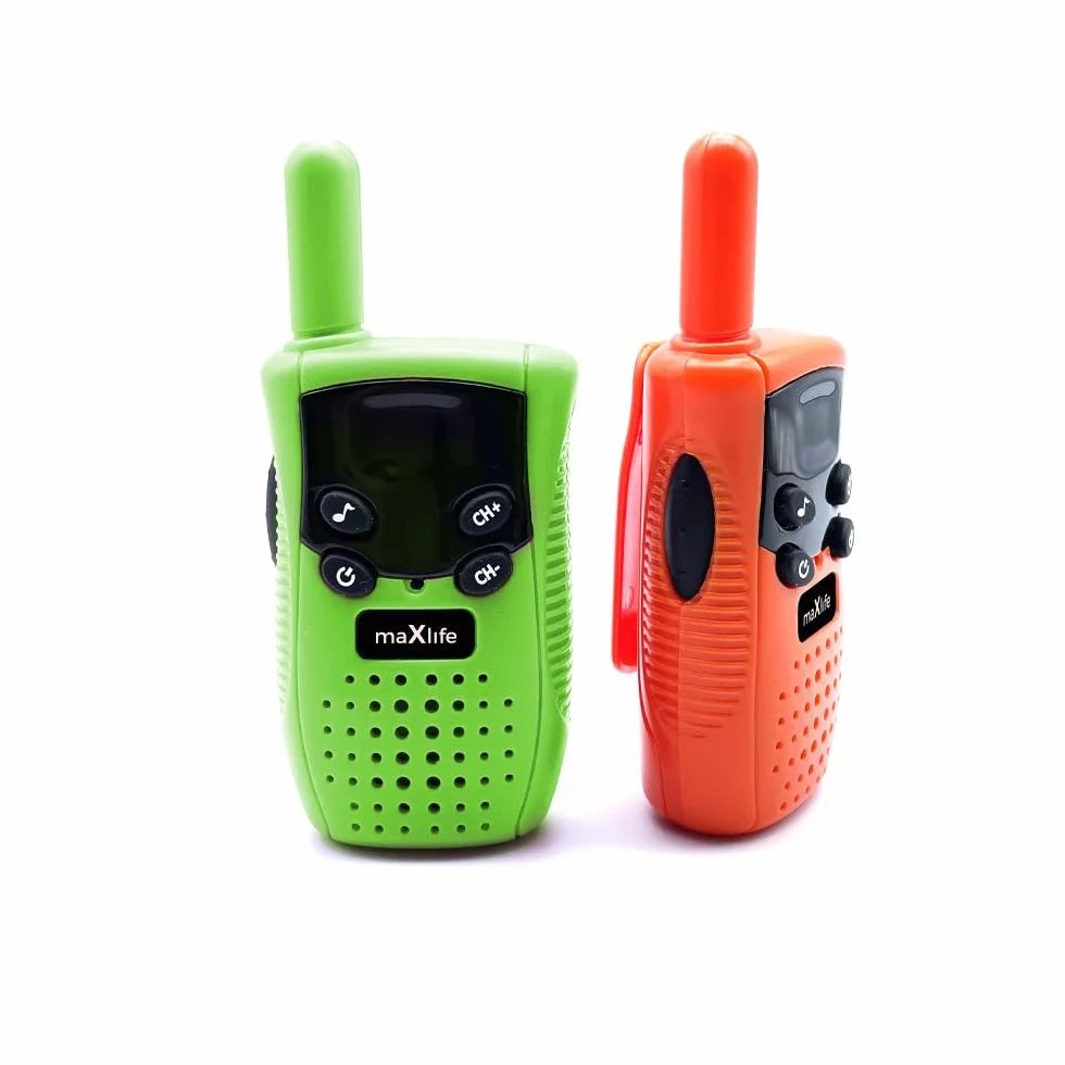 Maxlife Zestaw Walkie Talkie MXWT-100 Pomarańczowo-Zielony - 3 Kanały Komunikacji - Zasięg do 3km - Ergonomiczny Design - Podświetlany Wyświetlacz LCD - Idealne dla Dzieci i Nastolatków