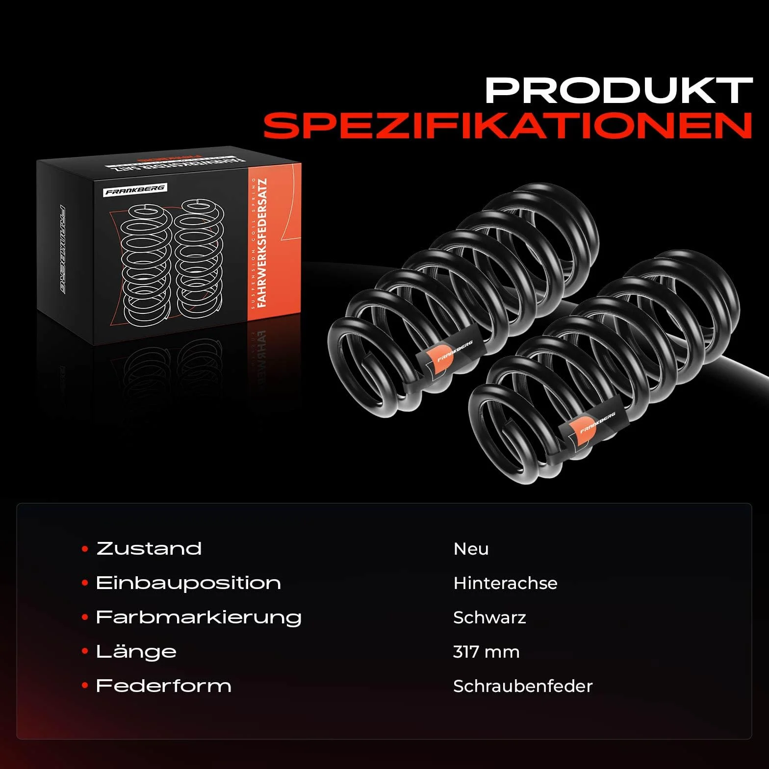 Frankberg 2 x sprężyny zawieszenia na tylnej osi, kompatybilne z 3 Cabriolet E93 2006-2013, seria 3 Touring E91 2004-2012, Replace # 33536767348