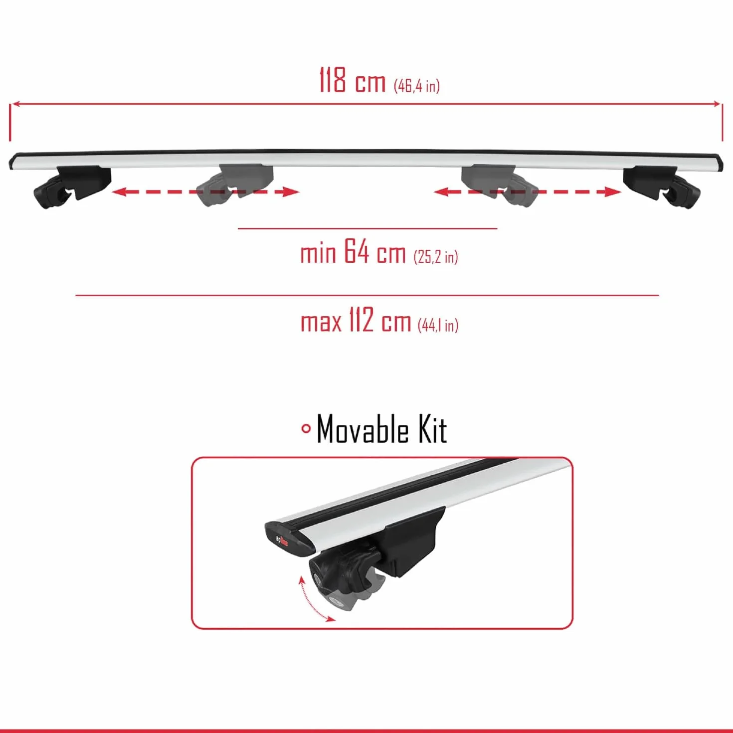 Kompatybilny z BYD Seal U (SA3) 2023-2026 HOOK Model Aluminiowe poprzeczki dachowe Szary 2 szt.
