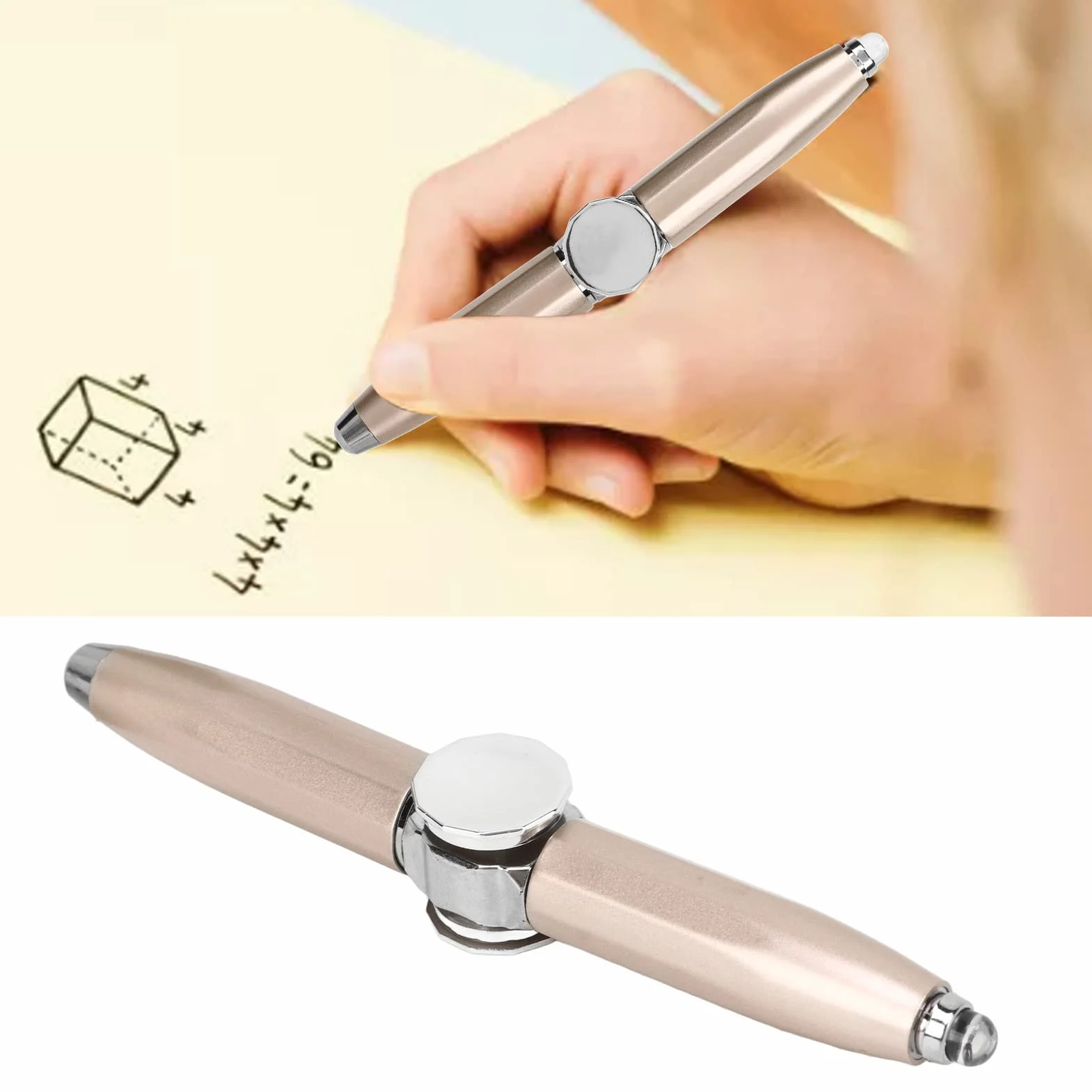 RiToEasysports Fidget Pen Pen, długopis pomagający myśleć z diodą LED dla dorosłych, studentów i dzieci w biznesie, łagodzący stres (złoto)