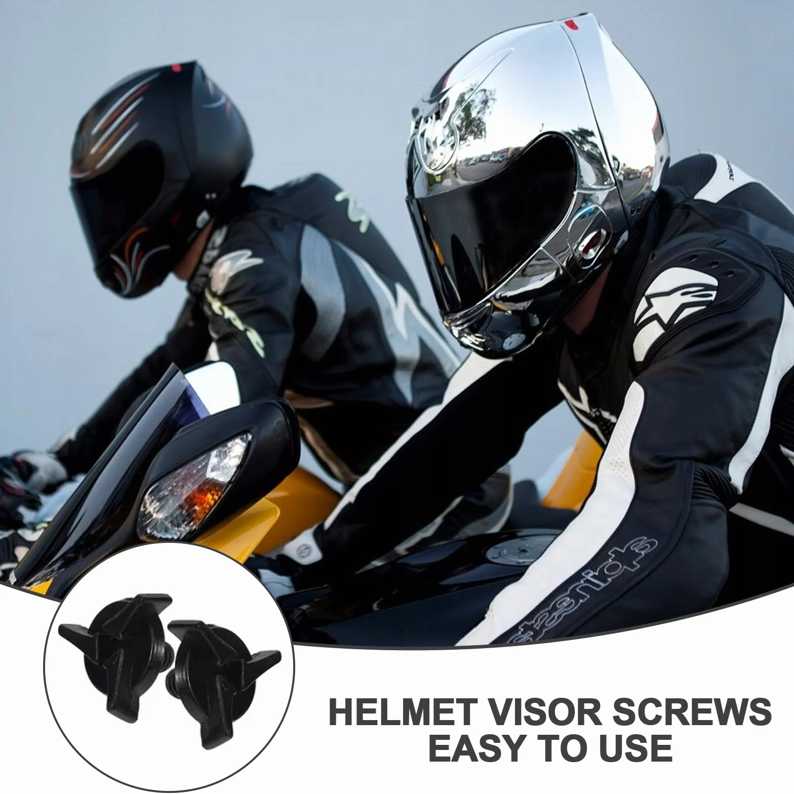 Zestaw 8 śrub zamiennych do kasku motocyklowego z podkładkami gumowymi, części zamienne do kasku motocyklowego, kolor czarny, srebrny