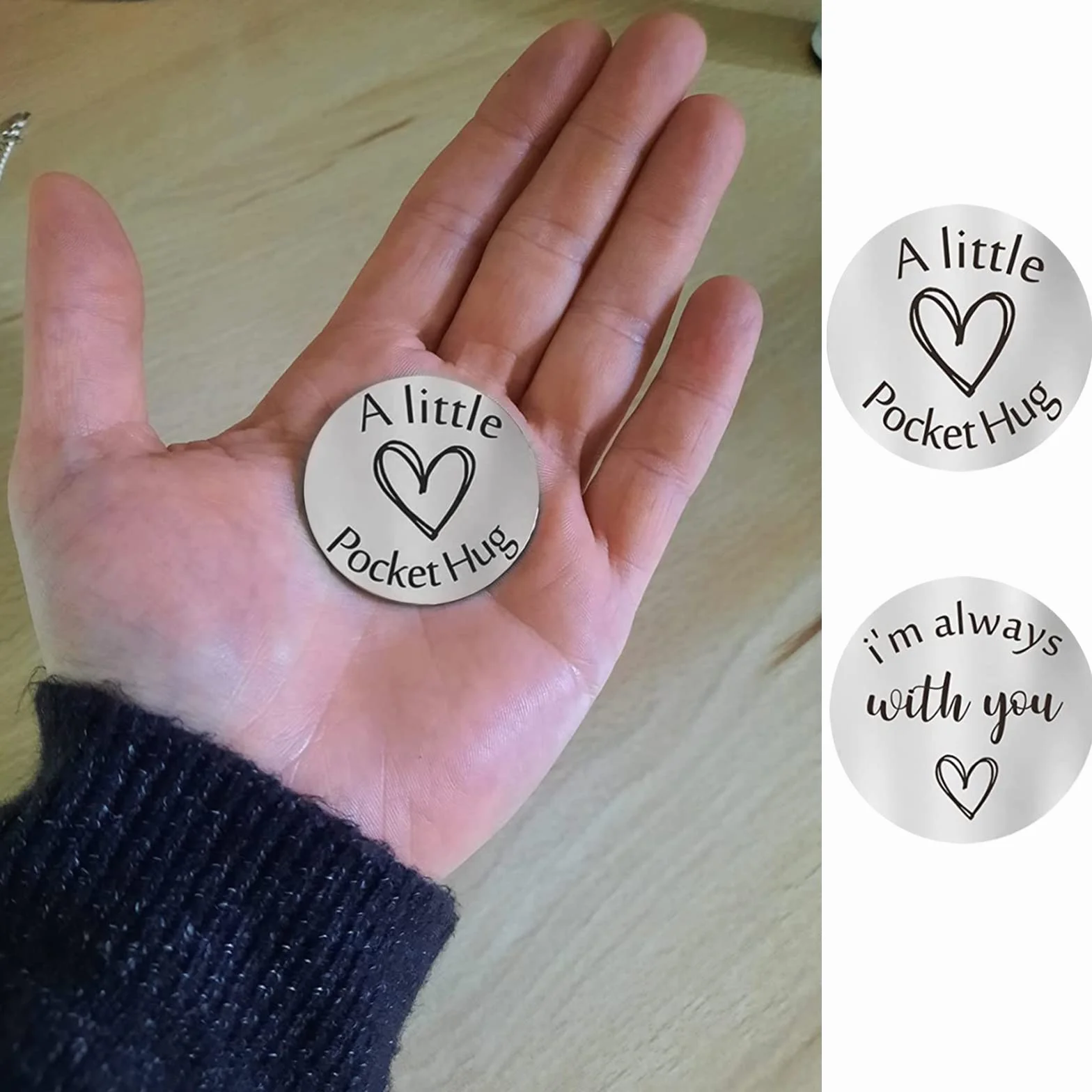 Decision Coin Flip for Your Fate - Dobry Prezent Na Szczęście w Kształcie Serca dla Najlepszej Przyjaciółki i Żony, Stal Nierdzewna, Bez Kamieni Szlachetnych