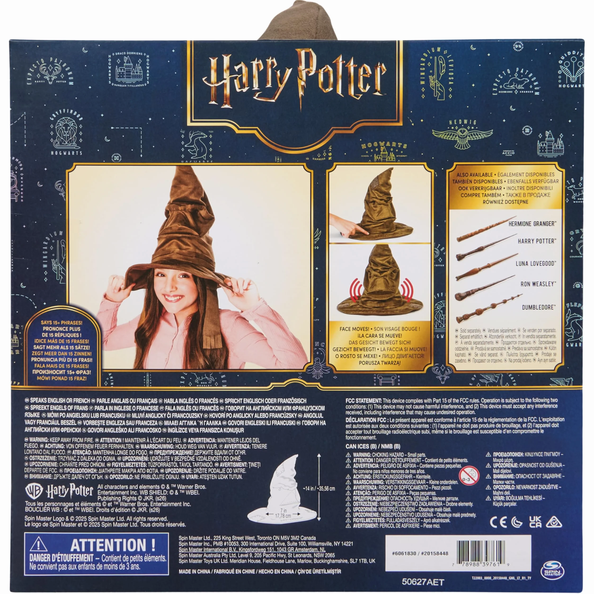 Wizarding World, Talking Sorting Hat with 15 Phrases for Harry Potter Pretend Play Kids’ Fancy Dress Role Play Toys for Ages 5 and up