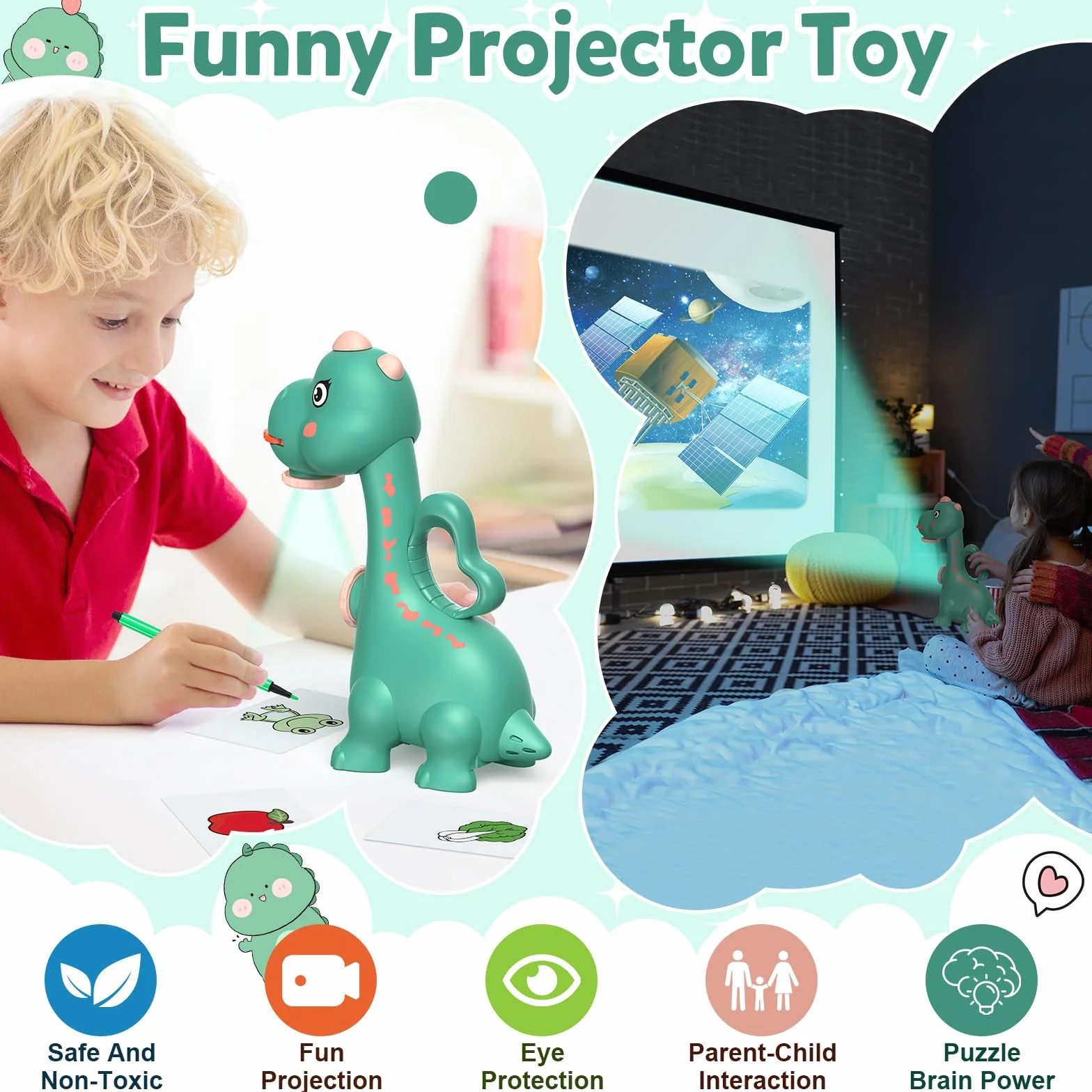 MOMSIV Projektor do Rysowania dla Dzieci, Projektor do Śledzenia i Rysowania, Zabawka z 96 Kolorowymi Wzorami dla Chłopców i Dziewczynek, Zestaw z Tablicą do Rysowania, Prezenty
