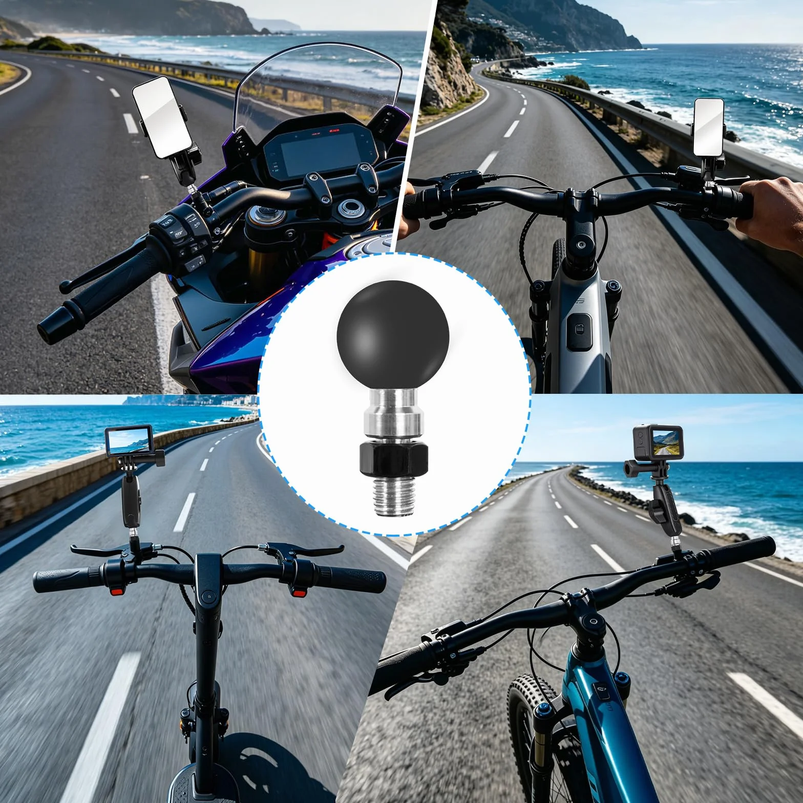 Ball Head Adapter 1 cal M10 do lusterek motocyklowych