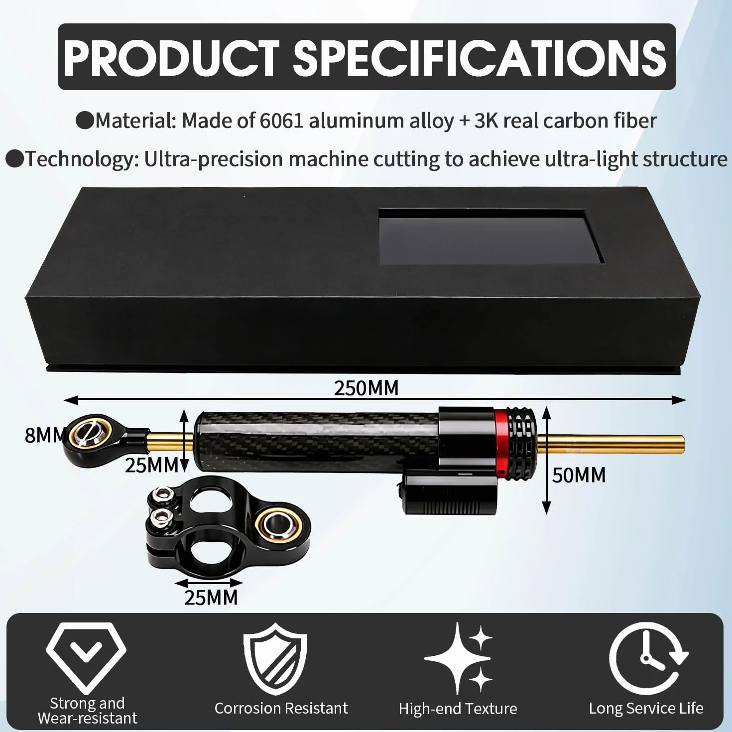 JFG RACING 10" Uniwersalny stabilizator kierownicy motocykla