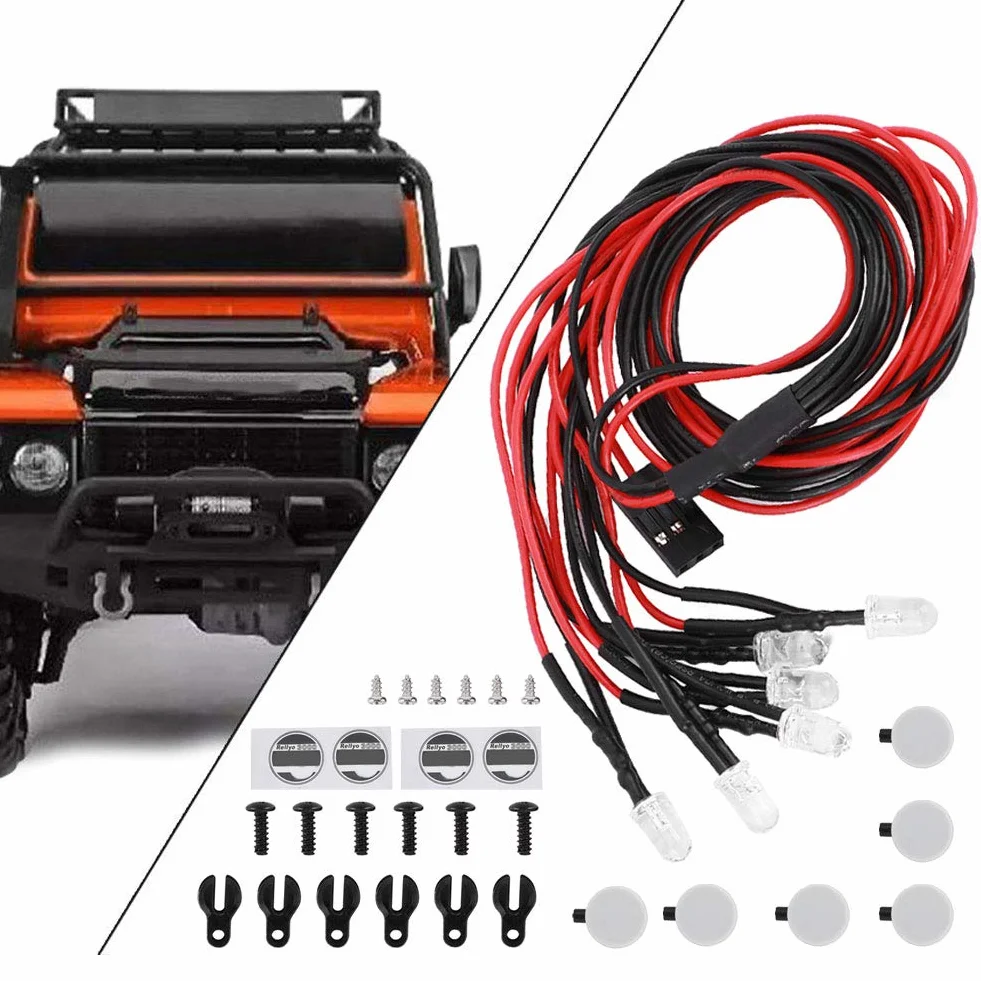Światła dachowe RC, długowieczne zdalne sterowanie LED Crawler Oświetlenie bagażnika samochodowego RC Okrągły abażur Akcesoria Pasuje do Traxxas Trx4 / SCX10 II 90046 90047 1/10 RC Car (6LED)