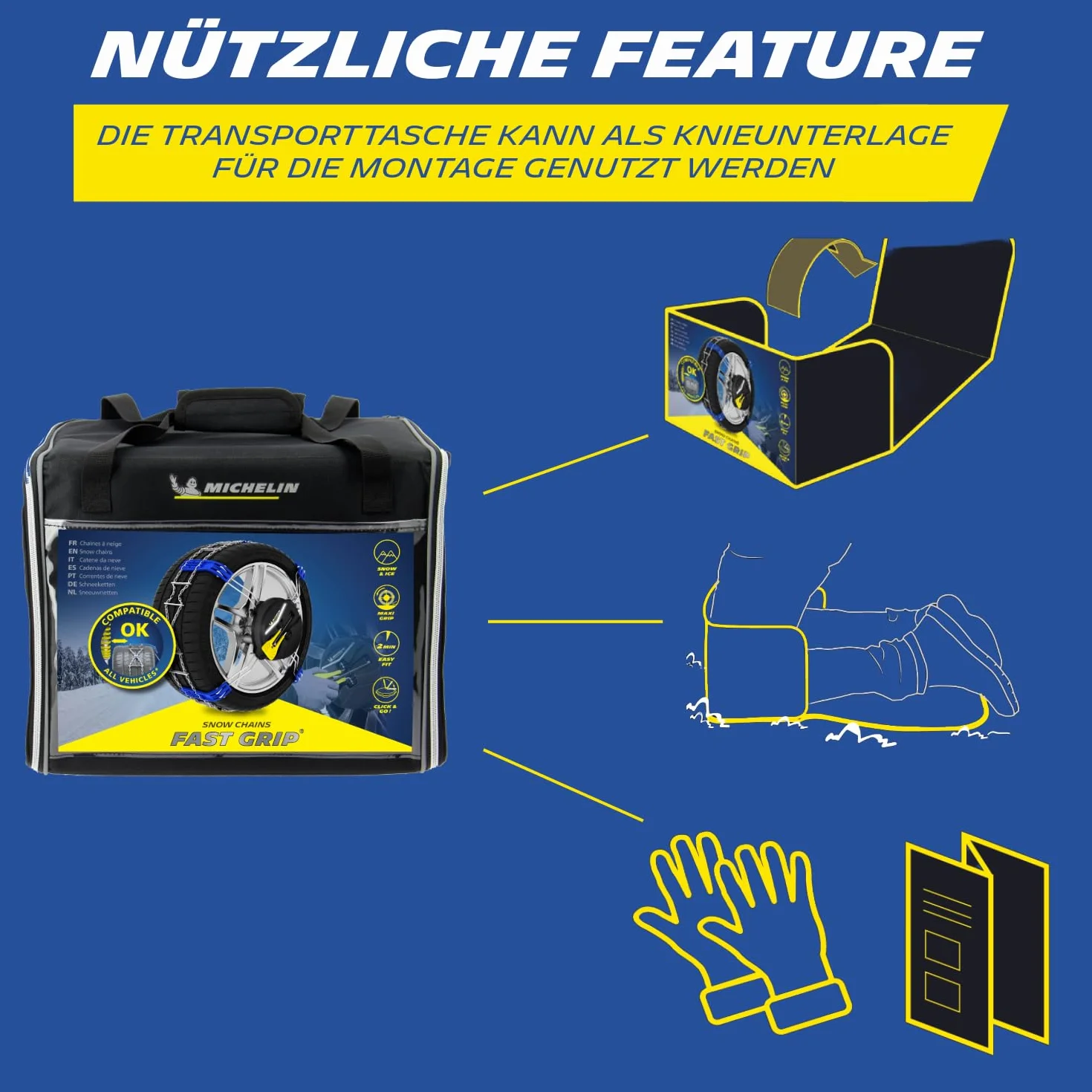 MICHELIN FAST Grip łańcuch śniegowy 130 z systemem szybkiego mocowania opon, łańcuchy śniegowe, 2 sztuki