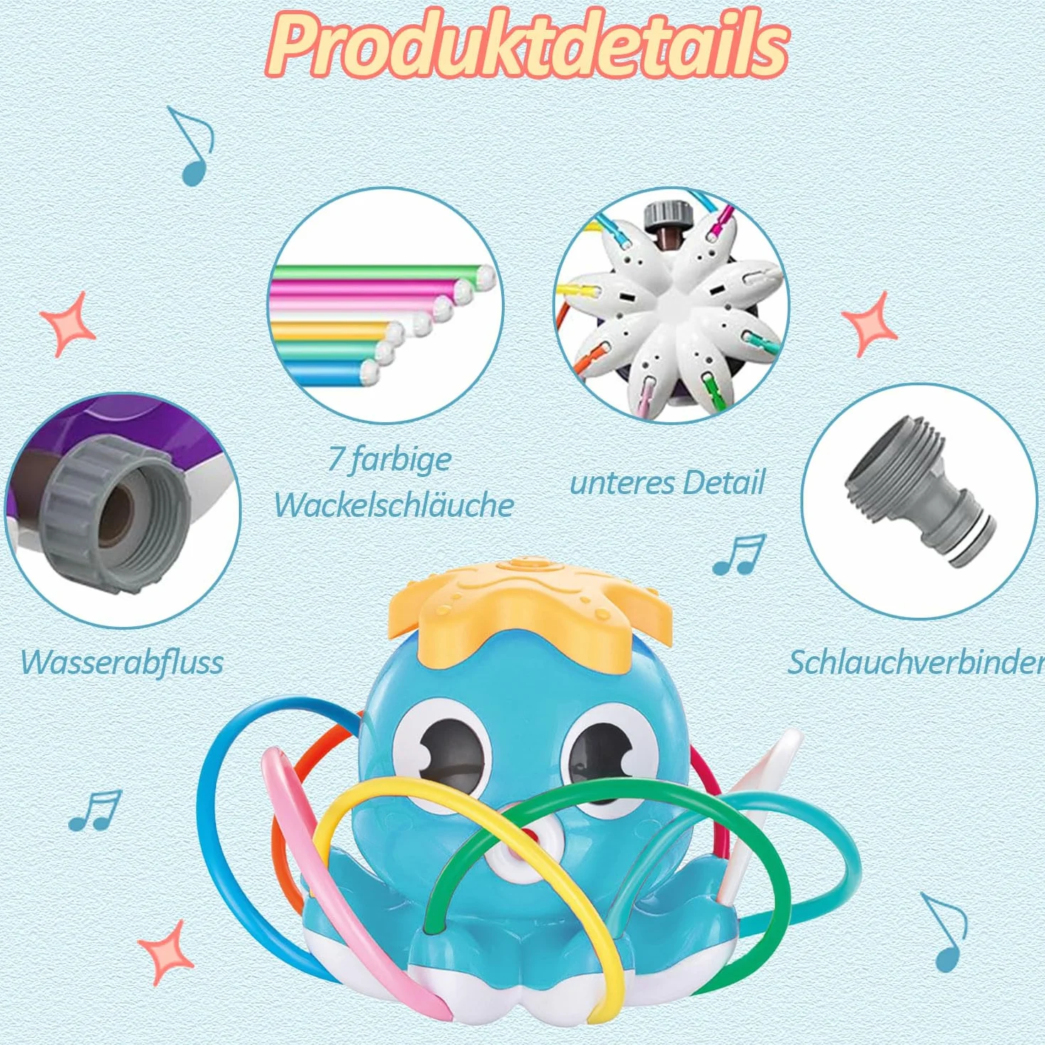 Zabawki Splash Play, Zabawka zraszacza dla dzieci, opryskiwacz ośmiornicy, zabawki do wody dla dzieci, zraszacz wody dla dzieci, na podwórko, trawnik, zajęcia na świeżym powietrzu