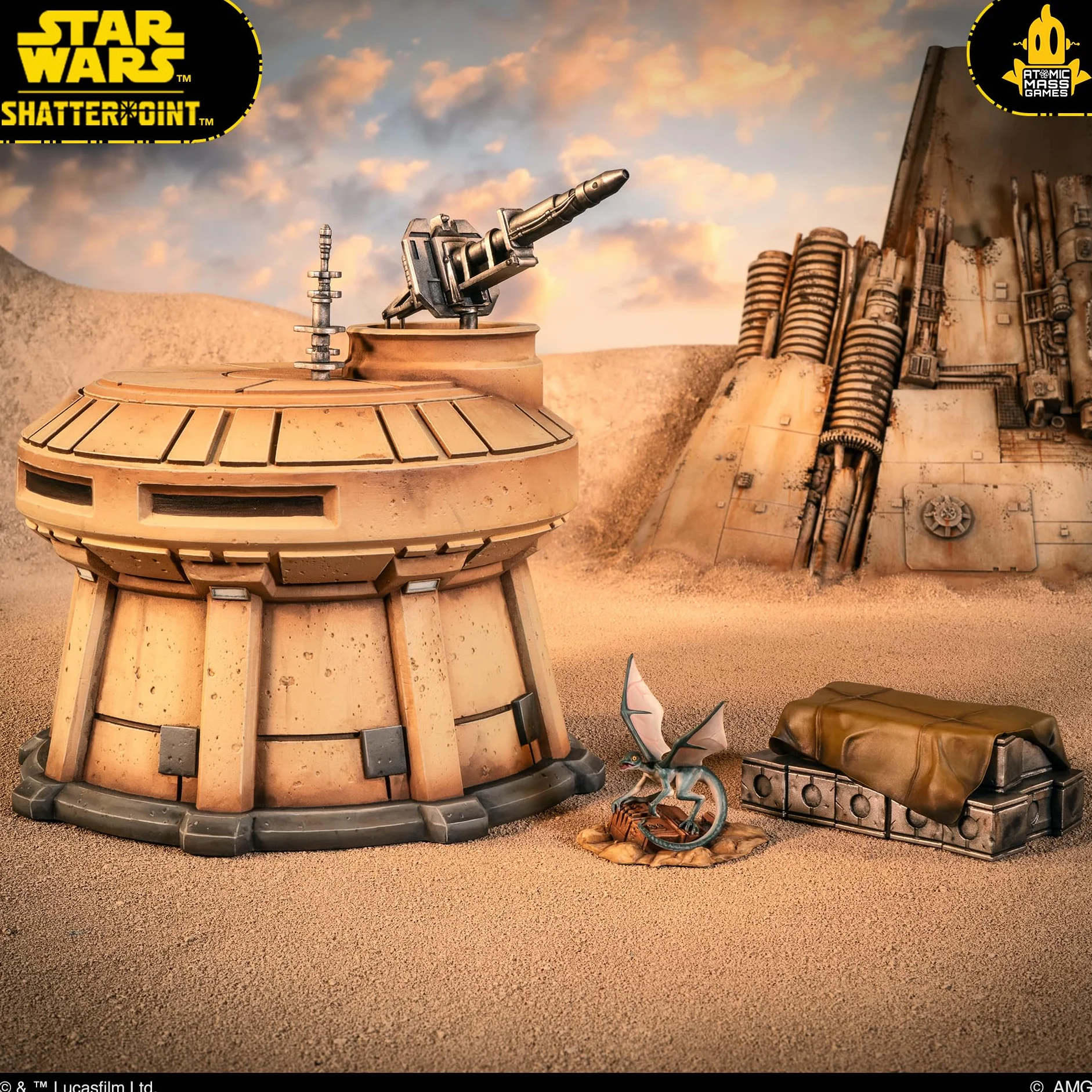 asmodee, Star Wars: Shatterpoint – Outer Rim Outpost, Terrain-Expansion, Atomic Mass Games, Tabop, 2 Players, from Age 14+, 90-120 minut, angielski, francuski i hiszpański