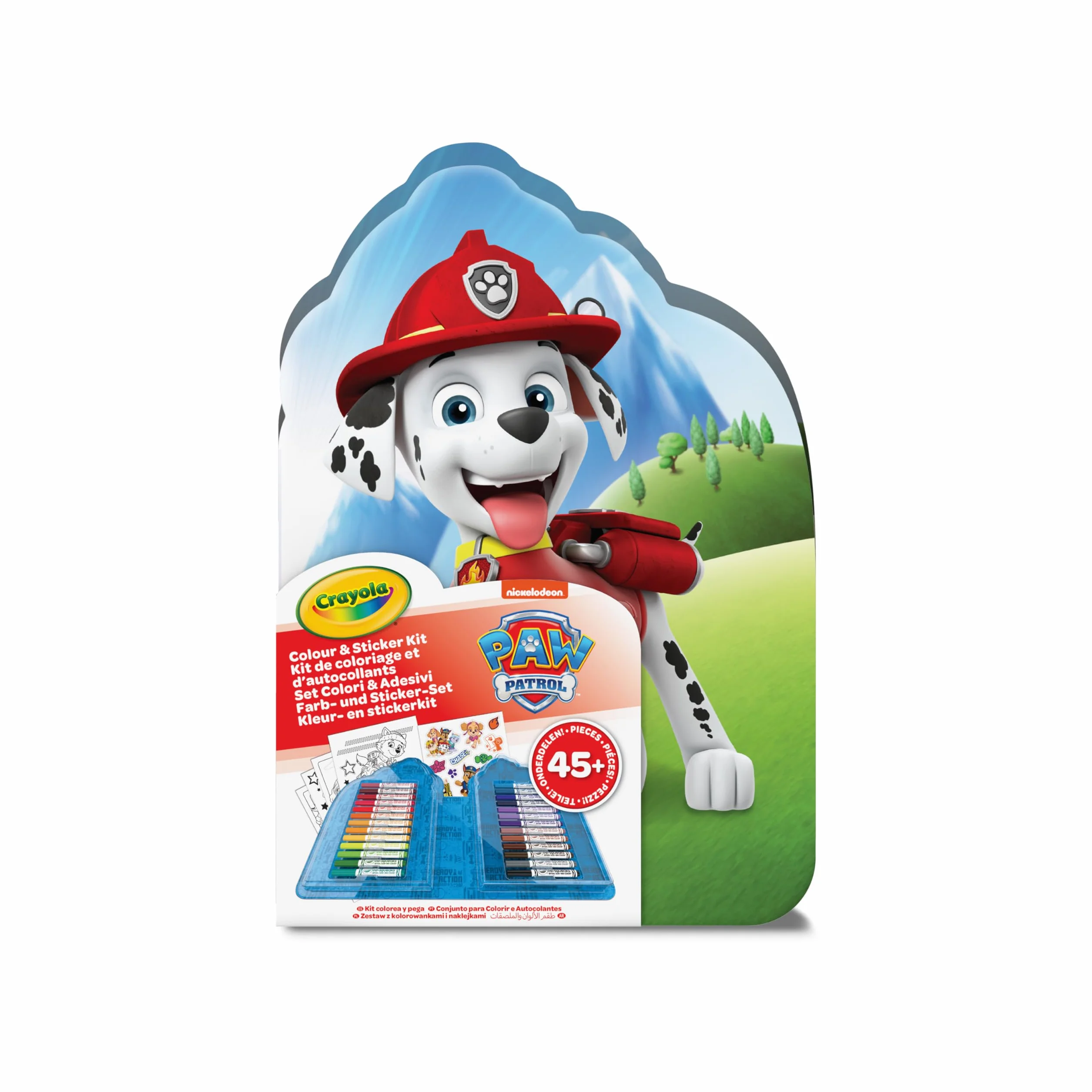 Crayola - Walizka artystyczna z naklejkami Paw Patrol, zestaw zawierający flamastry, strony do kolorowania, naklejki, 45 elementów, kreatywny prezent dla dzieci od lat 5, 04-0783