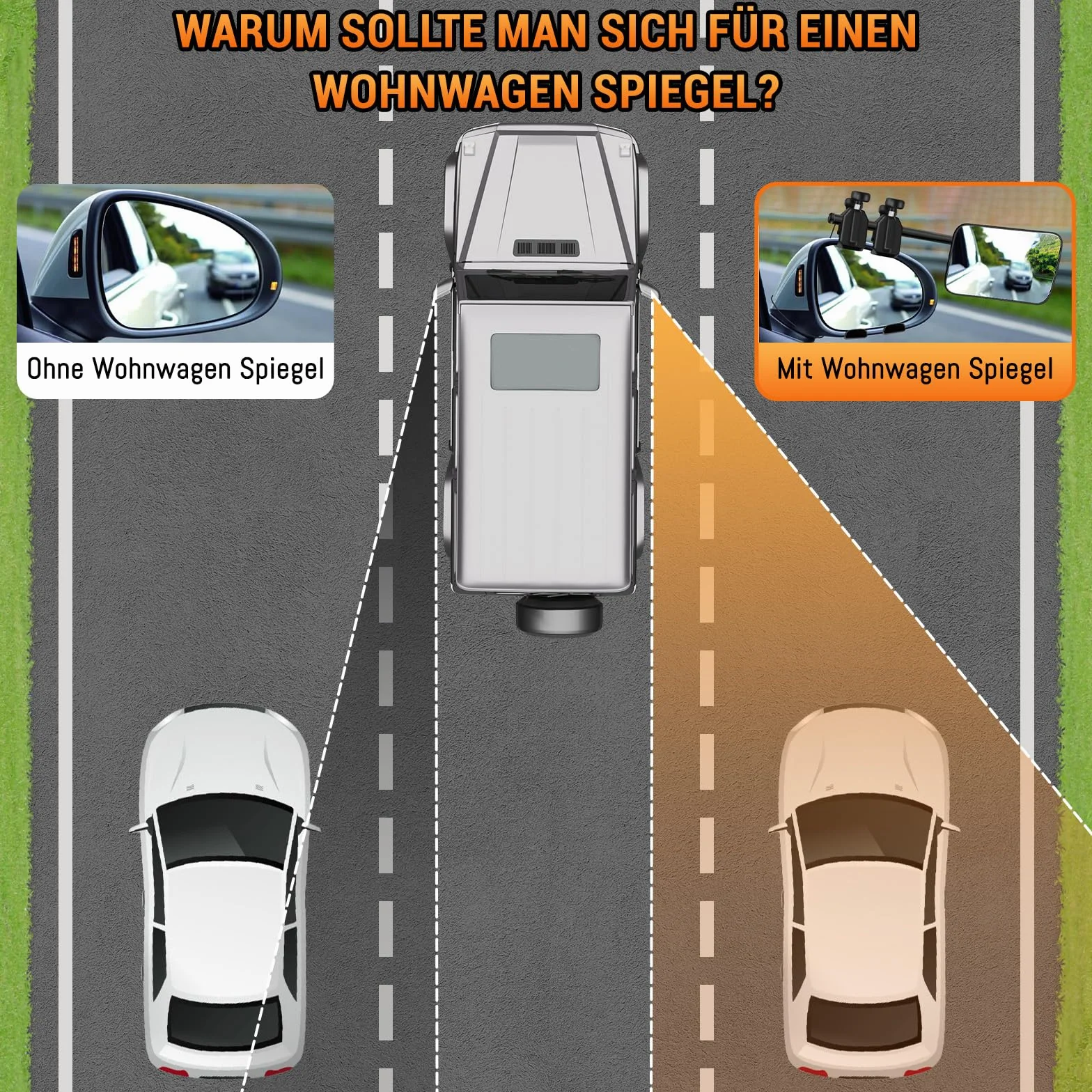 Uniwersalne lustro do przyczep kempingowych, samochodów i martwego kąta (2 sztuki)