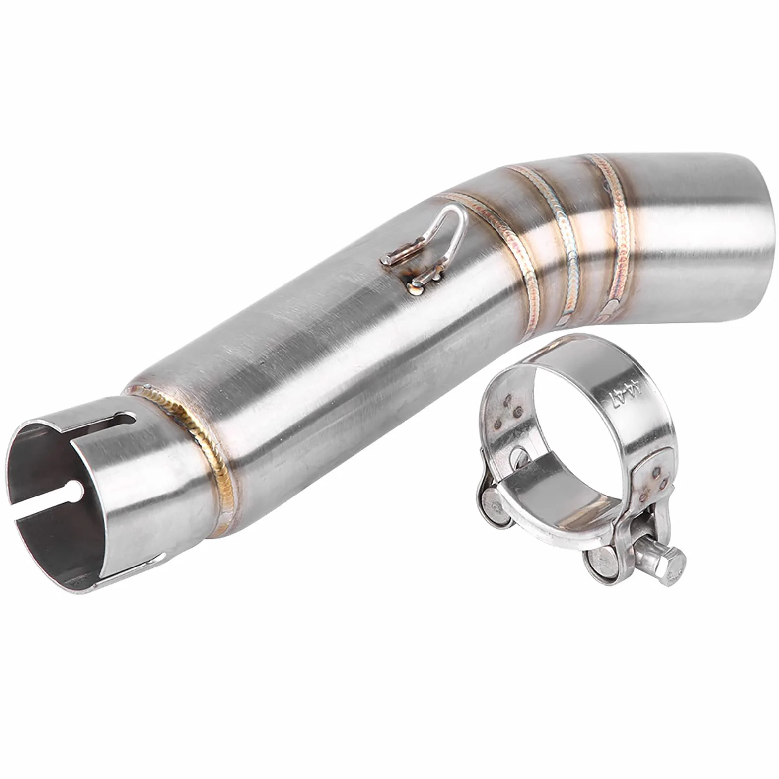 Jadeshay Rura wydechowa do motocykla, rura wydechowa 51 mm, średnia rura wydechowa ze stali nierdzewnej do CBR500R CB500X CBR500 CB500F (srebrna)