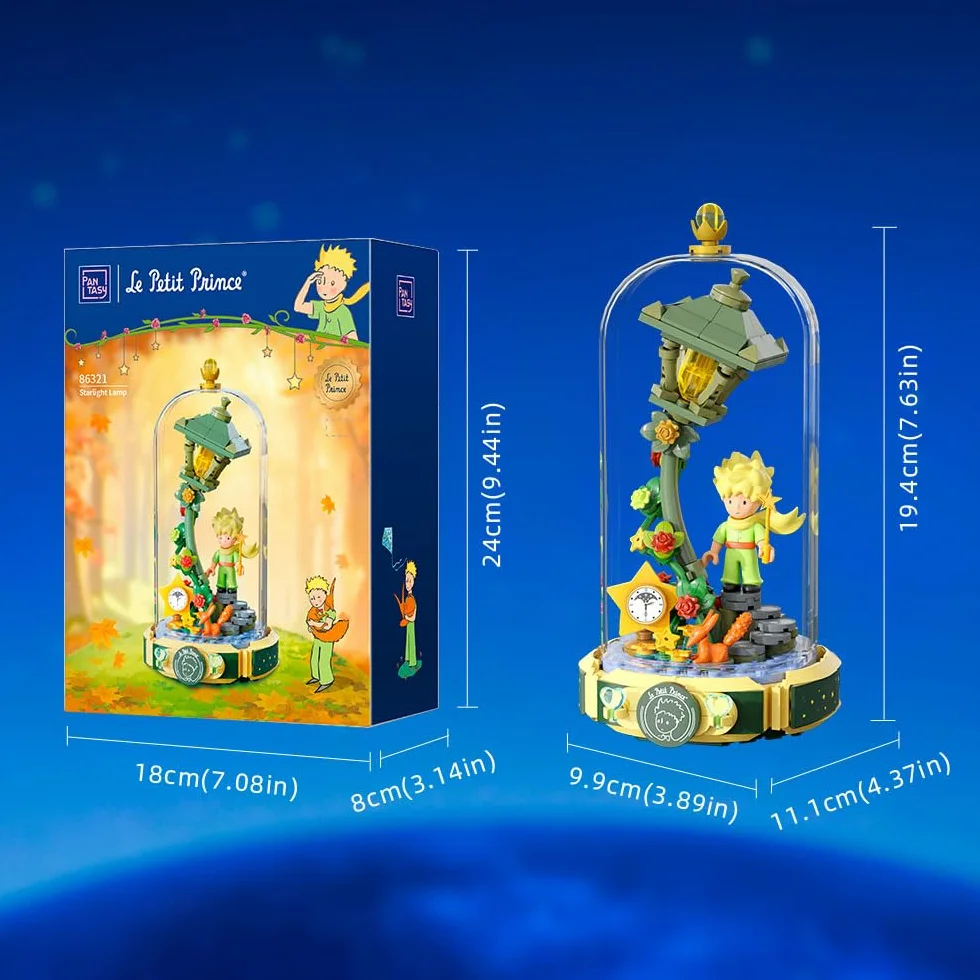 PANTASY Le Petit Prince zestaw klocków Lampa Gwiezdna - Kreatywny model DIY z minifigurką i przezroczystą osłoną ochronną. Idealny prezent dla dorosłych i dzieci. Premium klocki do dekoracji domu