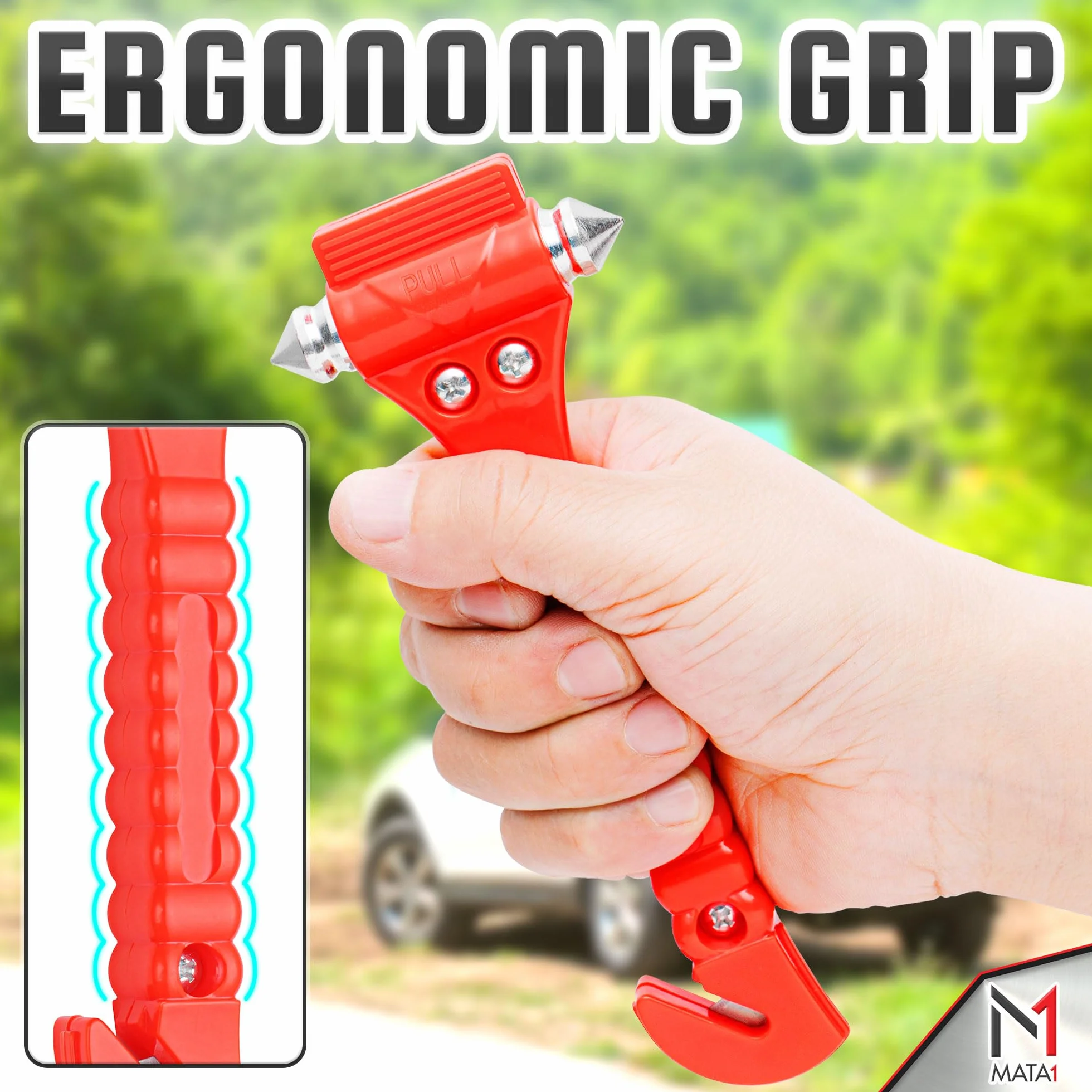 Mata1 Emergency Hammer Seatbelt Cutter 2 Pack Car Window Breaker Auto Escape Tool
