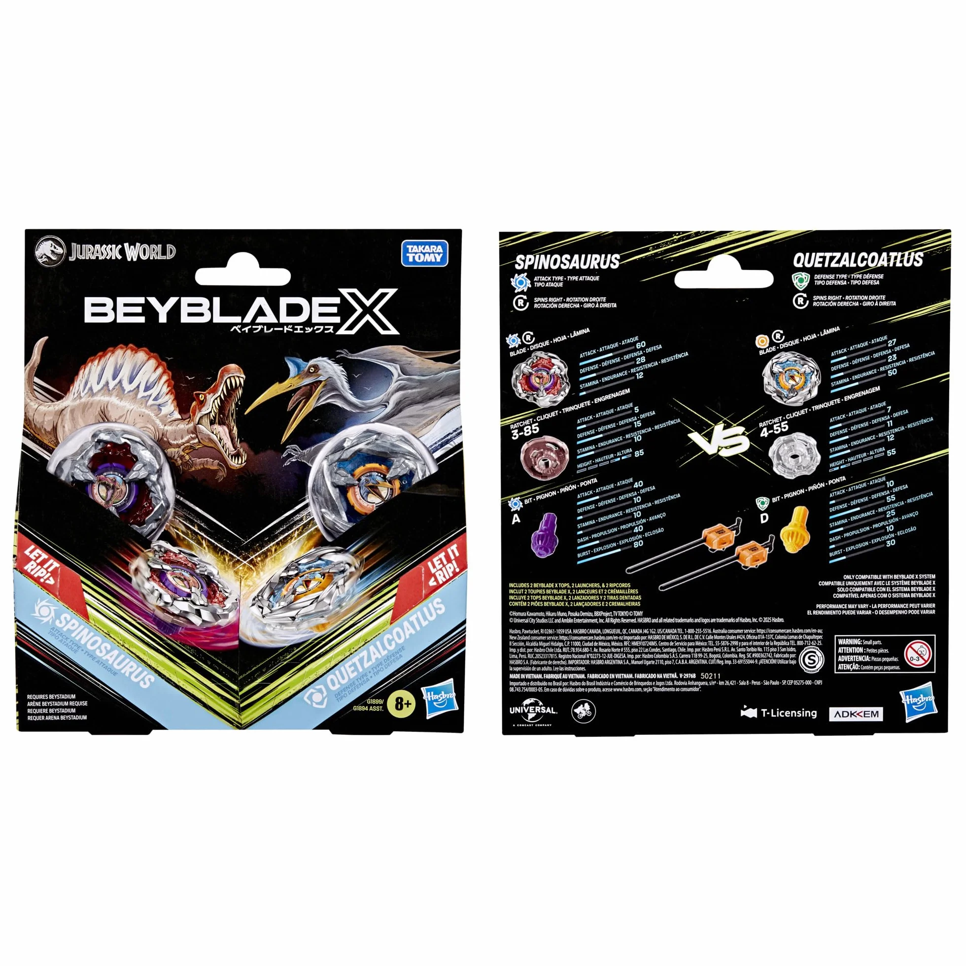 Wielopak Beyblade X/Jurassic World Collab Spinosaurus kontra Quetzalcoatlus