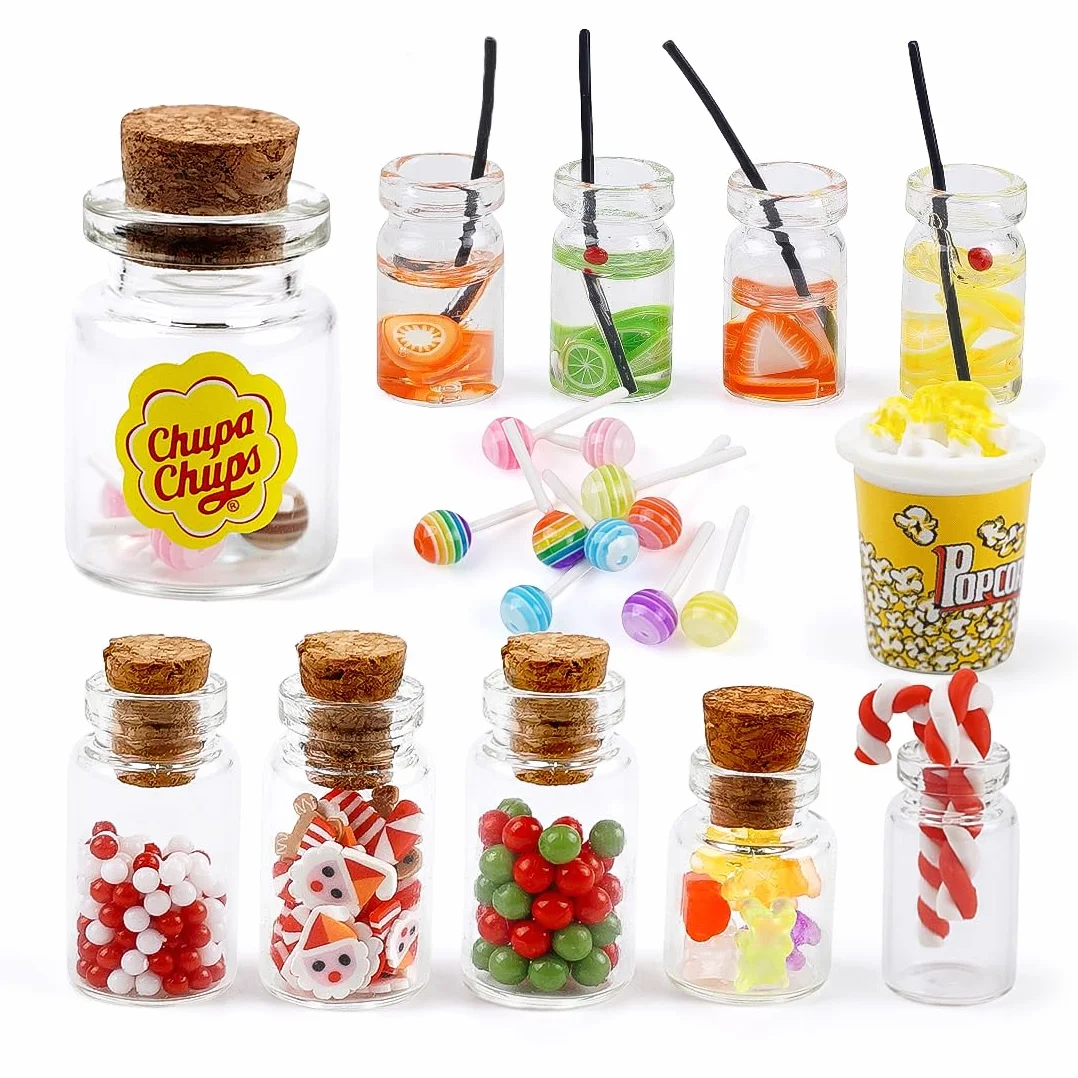 11 sztuk miniaturowe akcesoria do domku dla lalek spożywczych, miniaturowe akcesoria do gnomów, jedzenie i picie, miniaturowe cukierki mini jedzenie, zestaw akcesoriów kuchennych do dekoracji