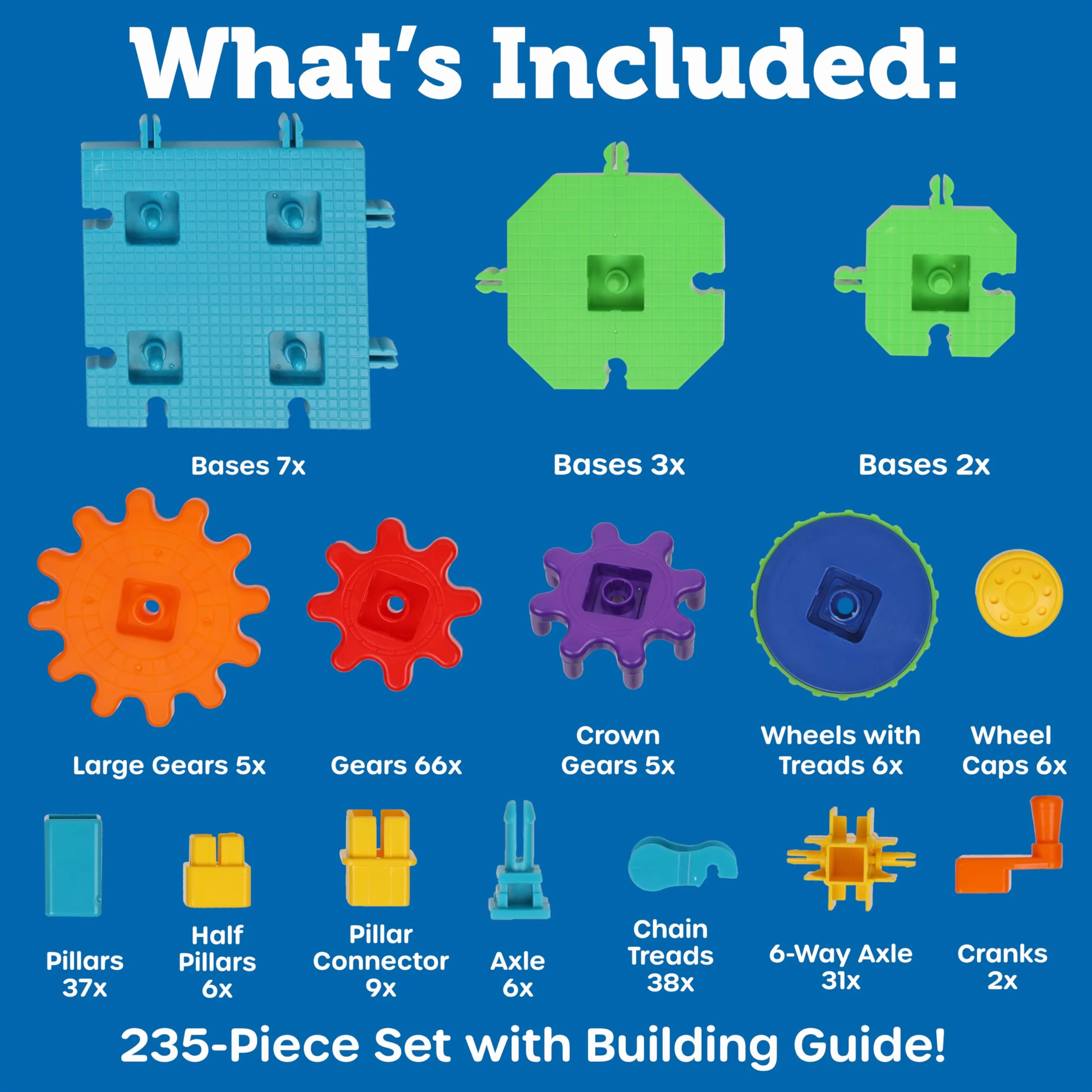 Learning Resources Gears! Gears! Gears! Mega Buduje Budownictwo 235-Kawałek Zestaw