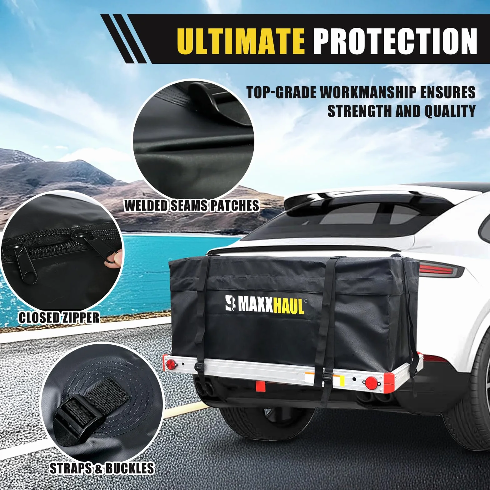 MaxxHaul 70209 Miękka torba transportowa do bagażnika na haku holowniczym 119x50x50 cm czarna