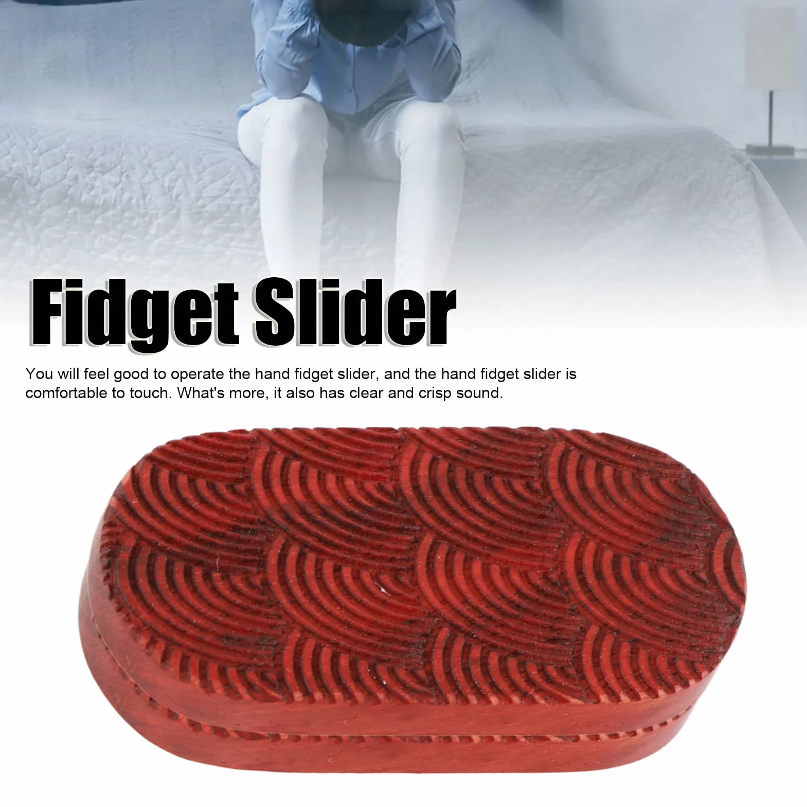 Fidget Zabawki dla Dorosłych, Zabawki Antystresowe, Fidget Slider Czerwone Drzewo Sandałowe Relief Grawerowany Koniec Palca Fidget Slider Toy Fidget Spinners do Biura (Nieograniczone falowanie wody)