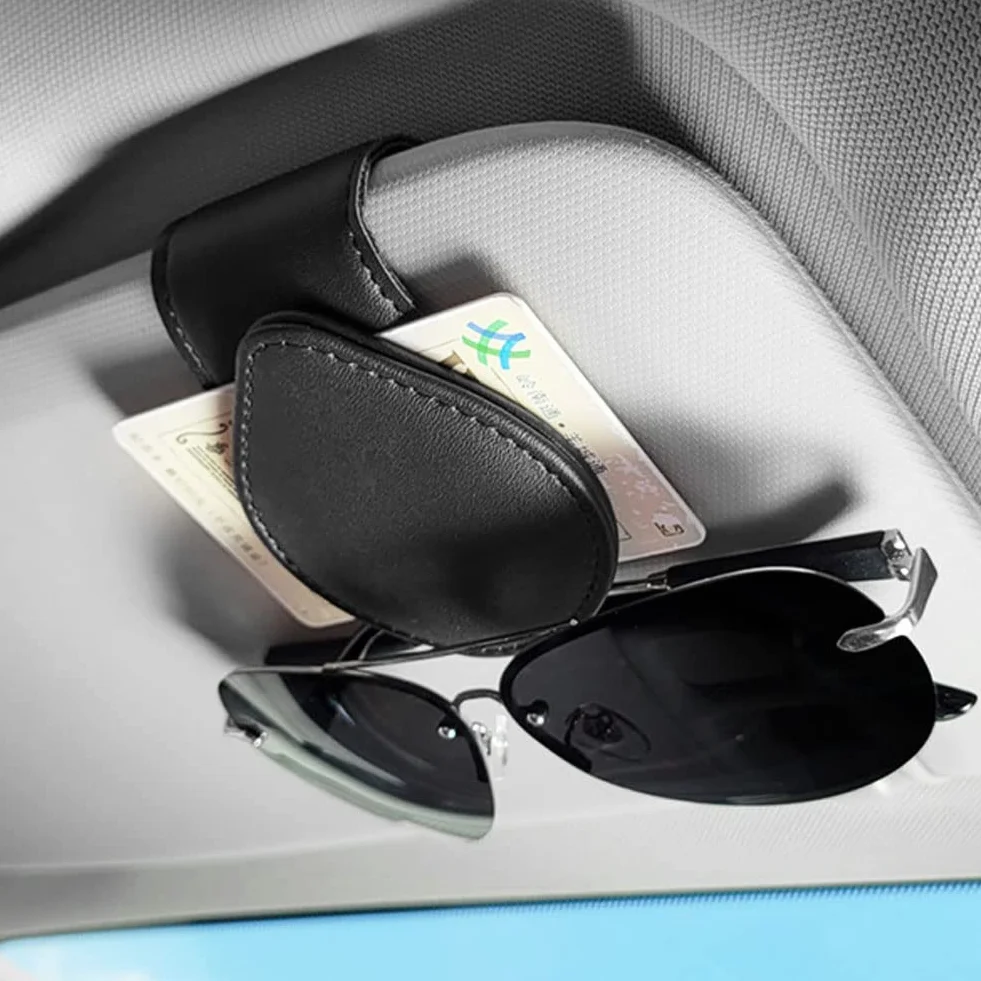 LightBeacon Uchwyt na okulary samochodowe, 2 sztuki, klips na okulary przeciwsłoneczne, uchwyt na okulary samochodowe, adsorpcja magnetyczna osłona przeciwsłoneczna, uchwyt na bilety biletowe, okulary
