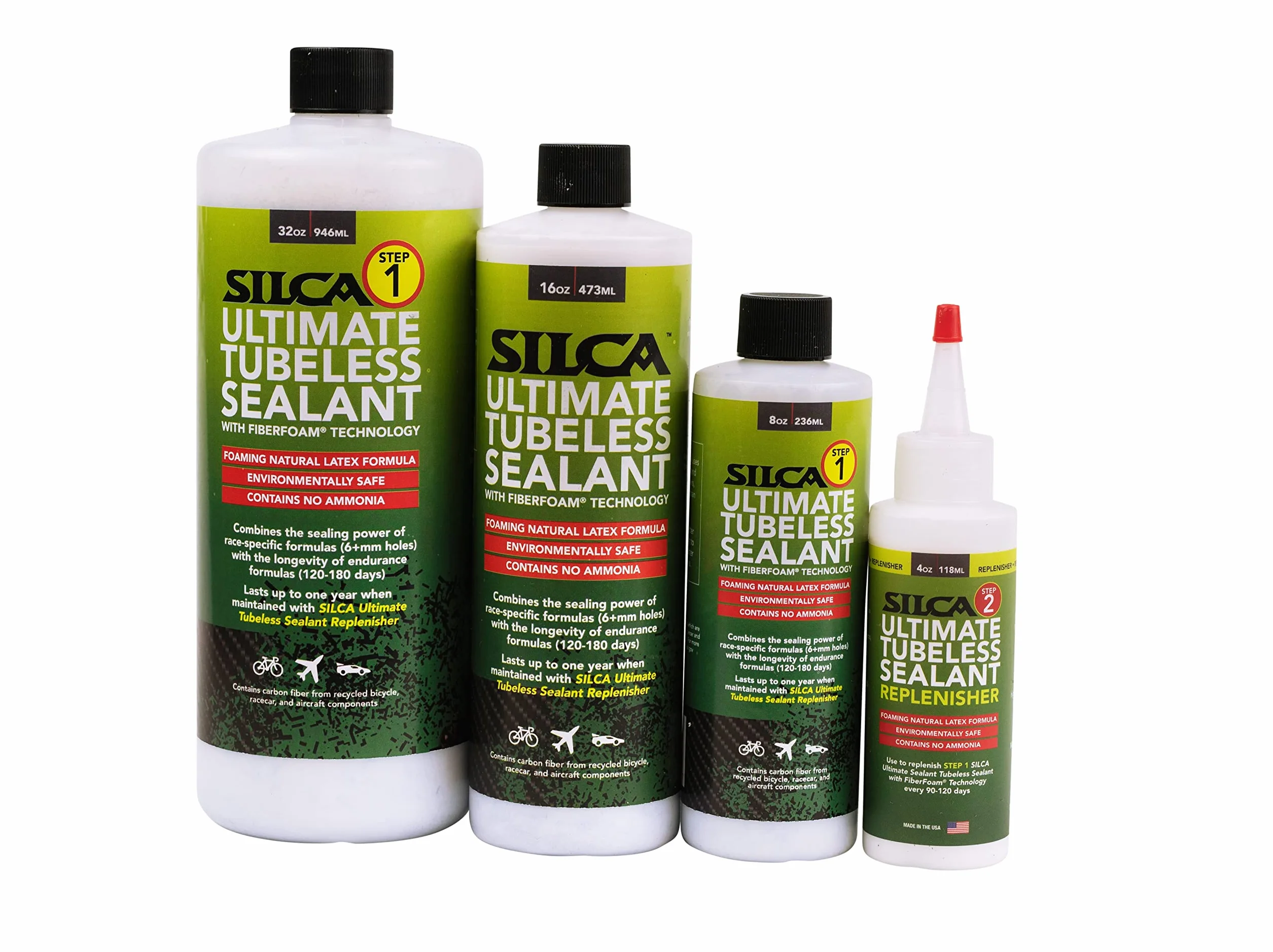 SILCA Ultimate Bezdętkowy Środek Uszczelniający do Opon FIBERFOAM | Trwały Szybko Uszczelniający do Rowerów MTB i Drogowy