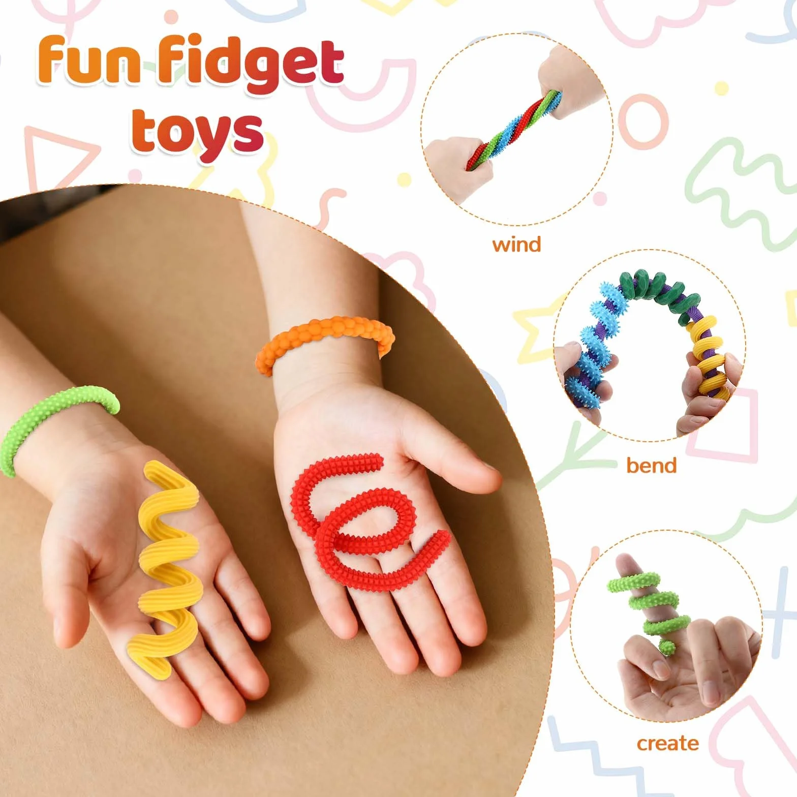 Zestaw 8 sztuk sensorycznych patyczków fidget z silikonu, ADHD, zabawki łagodzące autyzm, silikonowe pręty sensoryczne, antystresowe