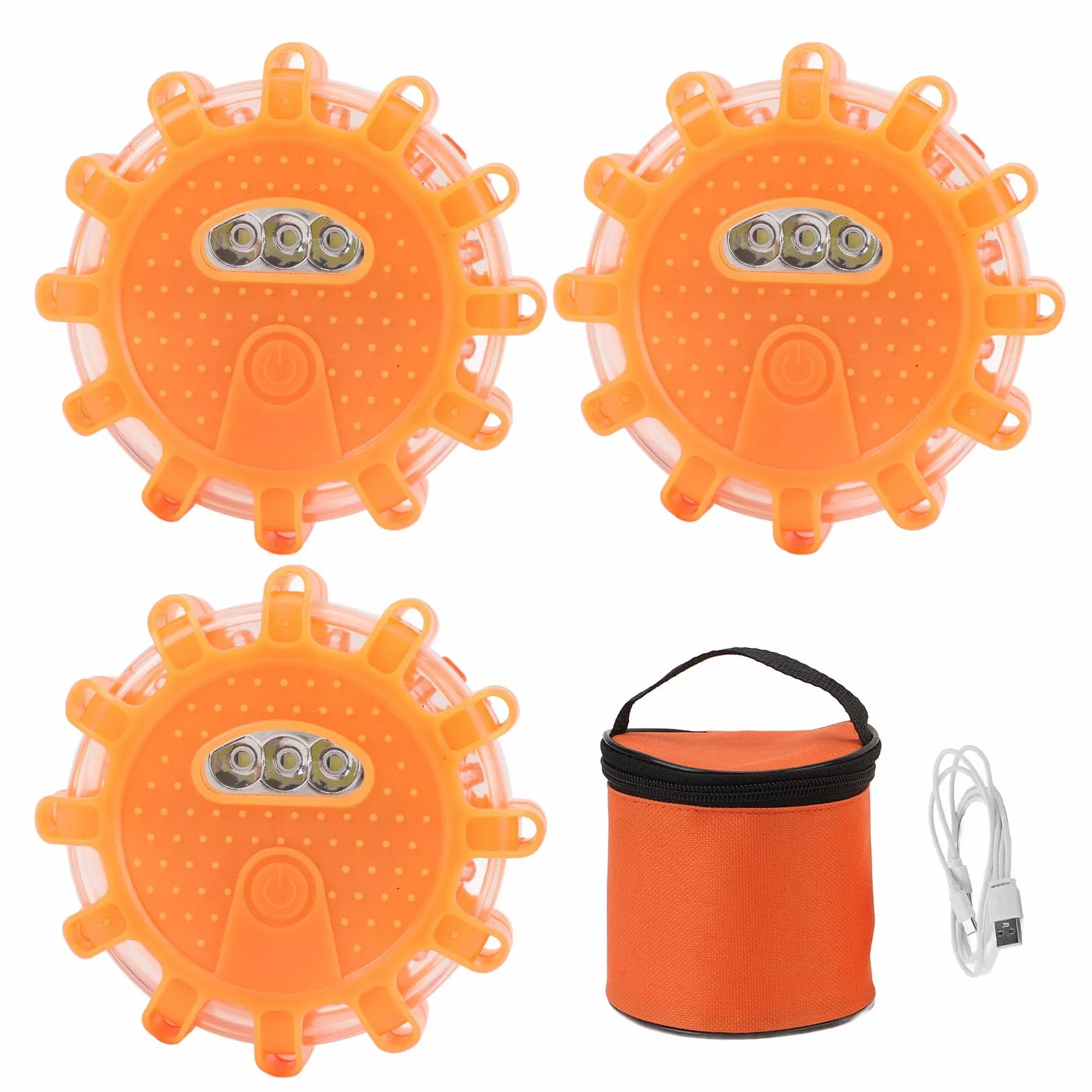 Światło Awaryjne LED Road Flare, 3 szt. Światło Awaryjne LED Road Flare Typ C Akumulatorowe Ostrzeżenie Drogowe Migające światło Flary z podstawą magnetyczną do Samochodu