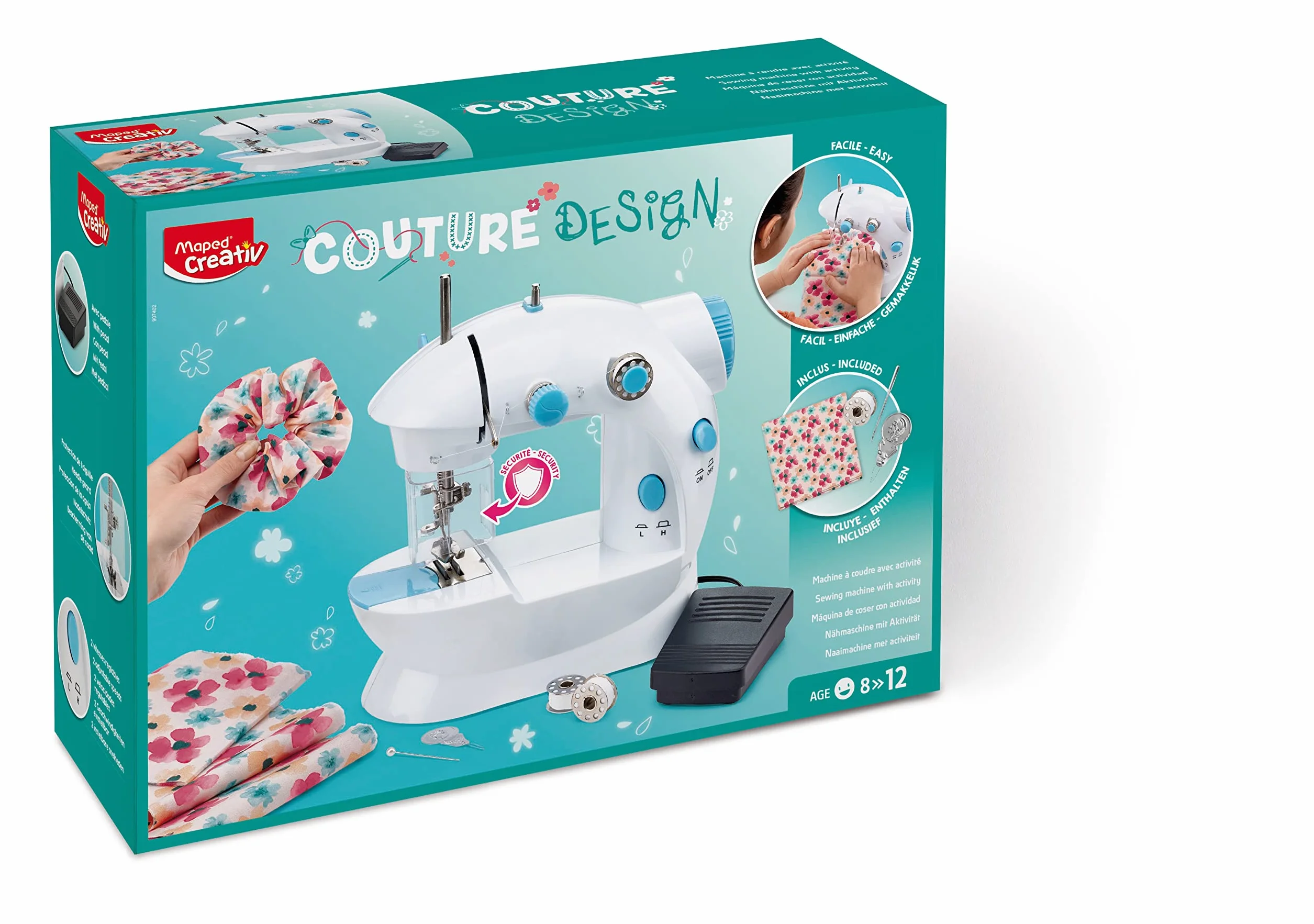 Maped - Maszyna do szycia dla dzieci - Design Couture - Całkowicie bezpieczny - Od 8 lat - Przenośna mini maszyna do szycia ze wszystkimi niezbędnymi materiałami do użytku