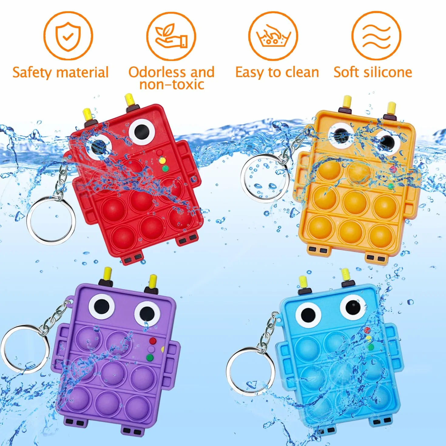 4 szt. Mini Pop Push It Fidget Zabawka Breloczek, kolorowy silikonowy bąbelek bąbelkowy Pop Zabawki sensoryczne, wyciskanie Silikonowy Pop Bubble Autyzm, zabawki antystresowe dla dzieci