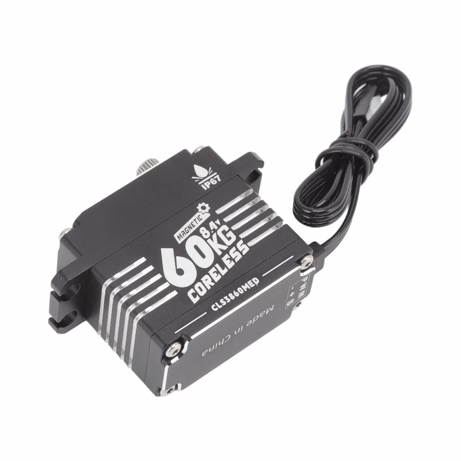 RC Gear Servo, Stop Aluminium Super Torque Programowalny IP67 Wodoodporna Przekładnia Kierownicza RC Czarny 60KG Silnik Bezrdzeniowy do Zdalnie Sterowanego Robota (360 stopni)