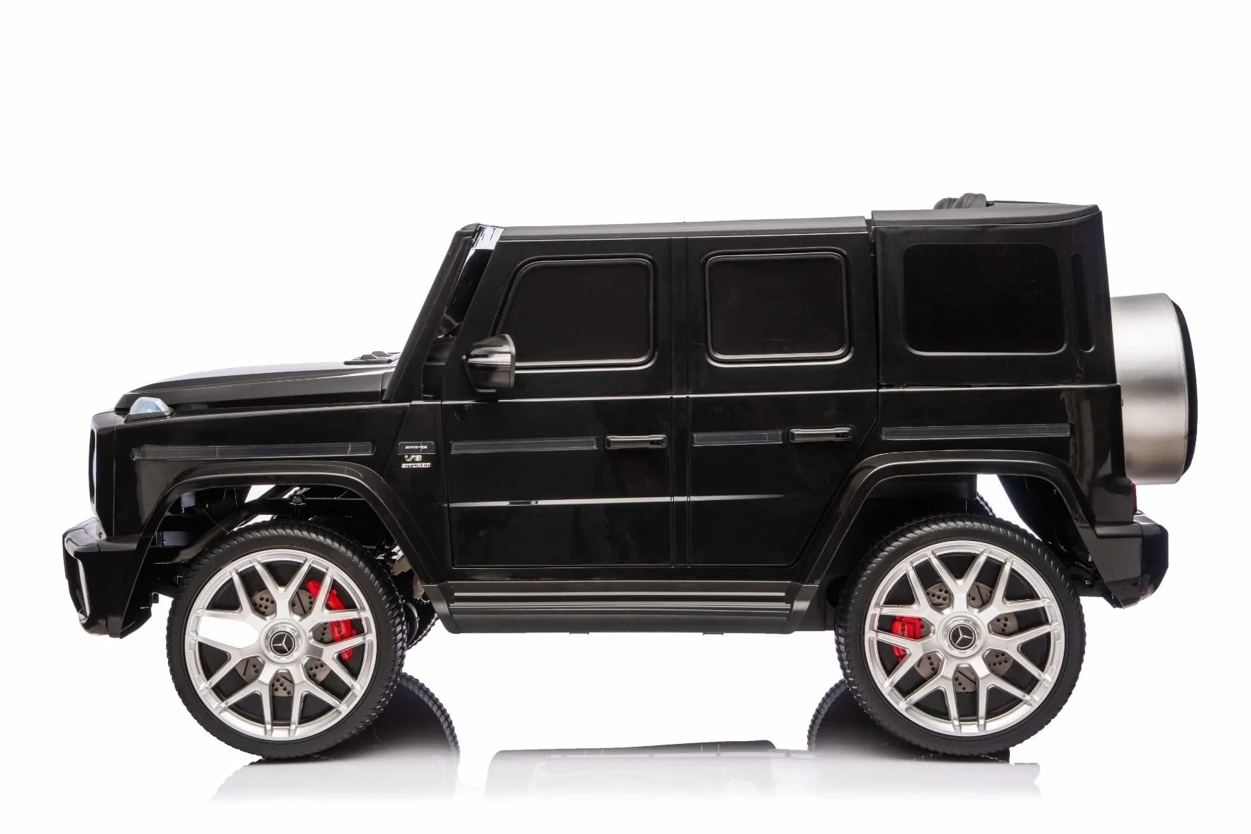 Elektryczny samochód dziecięcy Mercedes-Benz G63 AMG 4 x 4, dwumiejscowy, 24 V, czarny, odtwarzacz MP3 z przyłączem USB/AUX i Bluetooth, napęd na wszystkie koła (4 x 4), bateria litowa, koła EVA z