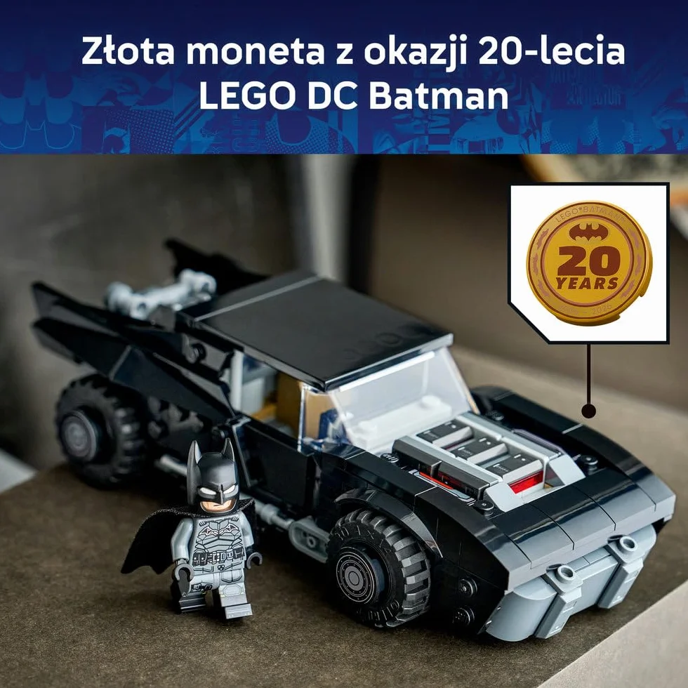 LEGO DC Batman: Batmobil z filmu Batman, samochód superbohatera i minifigurka, pomysł na prezent dla chłopców i dziewczynek w wieku od 9 lat, kolekcjonerski model na 20-lecie 76332