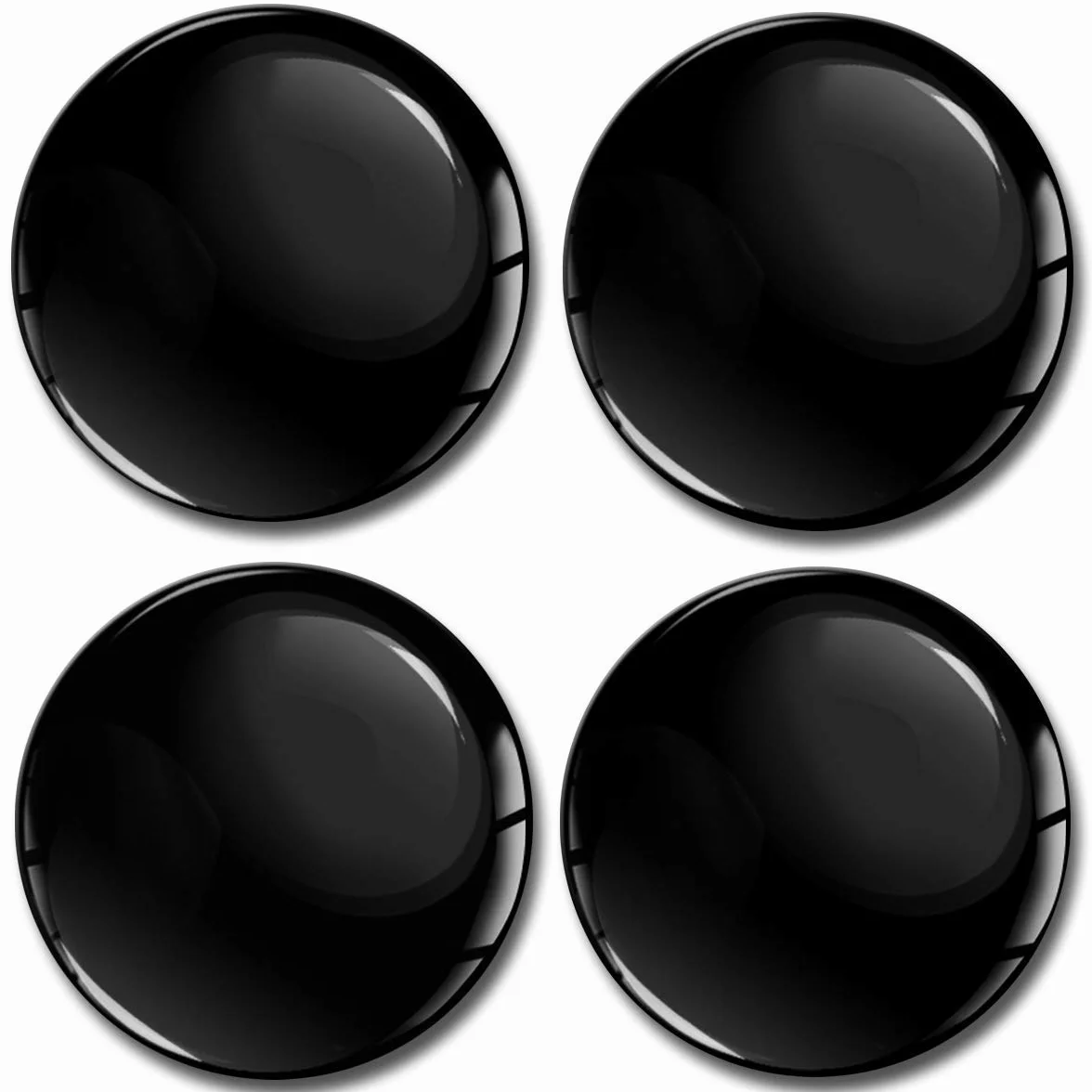 Naklejki centrujące 4 x 65 mm DOMED 3D czarny połysk do centra kołpaków na piasty auto logo