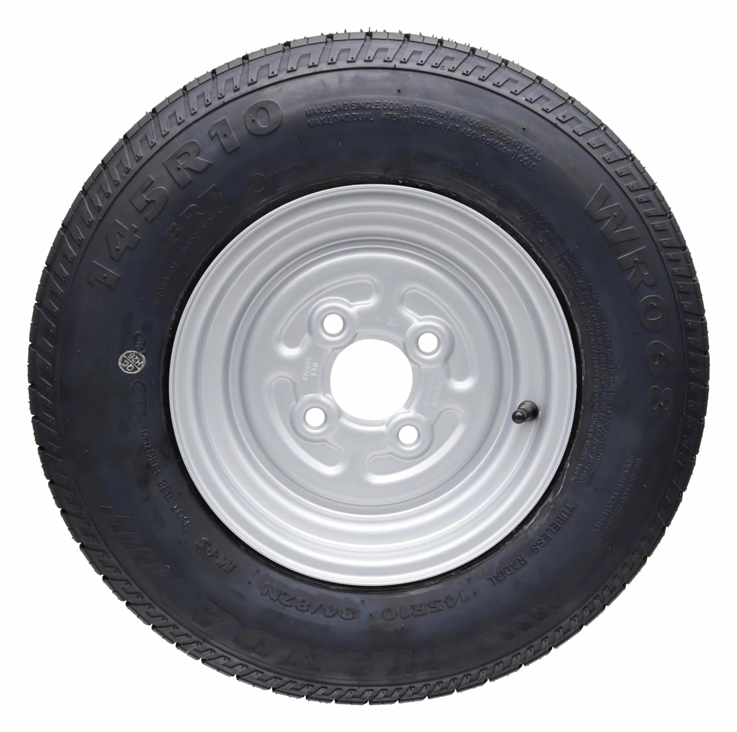trailer parts4u Koło przyczepy 145/80R10, kompletne koło 145R10, 145/10 LK 100x4, felga 3,50x10 145 10