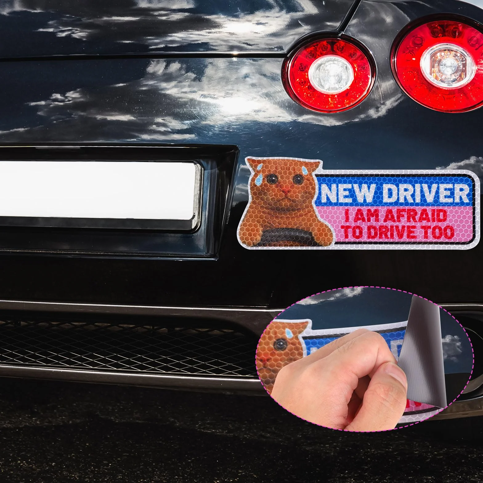 Magnesy Samochodowe Śmieszne Koty New Driver Odblaskowe Znaki Kierowców Uczących Się Naklejki Zderzakowe Zestaw 4szt