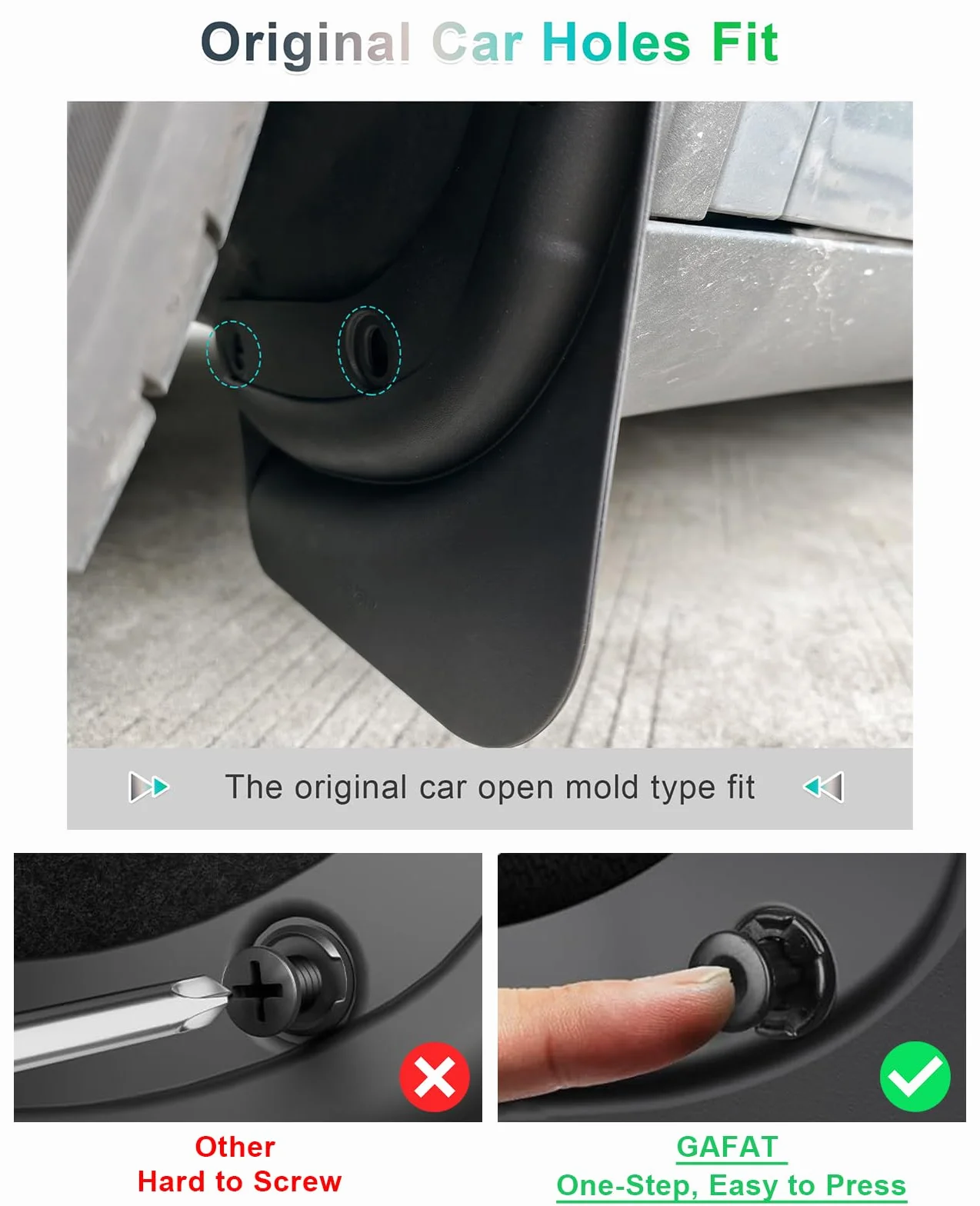 GAFAT Błotniki do Tesla Model Y Juniper 2025 2026 Oryginalne OEM 4 sztuki