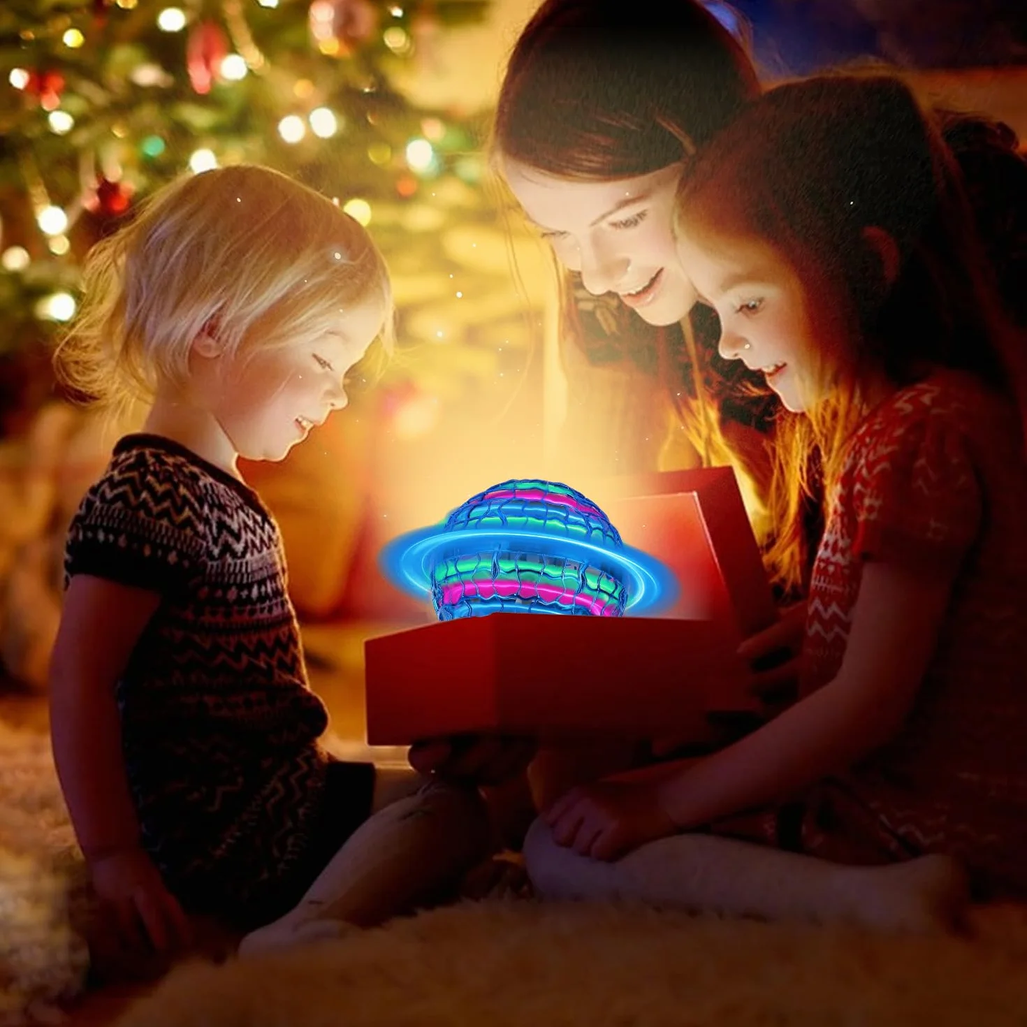 Latająca kula LED, Magic Flying Orb ze sterowaniem ręcznym, pływająca piłka Hoverball, świecący spinner, mini dron dla dzieci do użytku wewnątrz i na zewnątrz, fajna zabawka na prezent dla