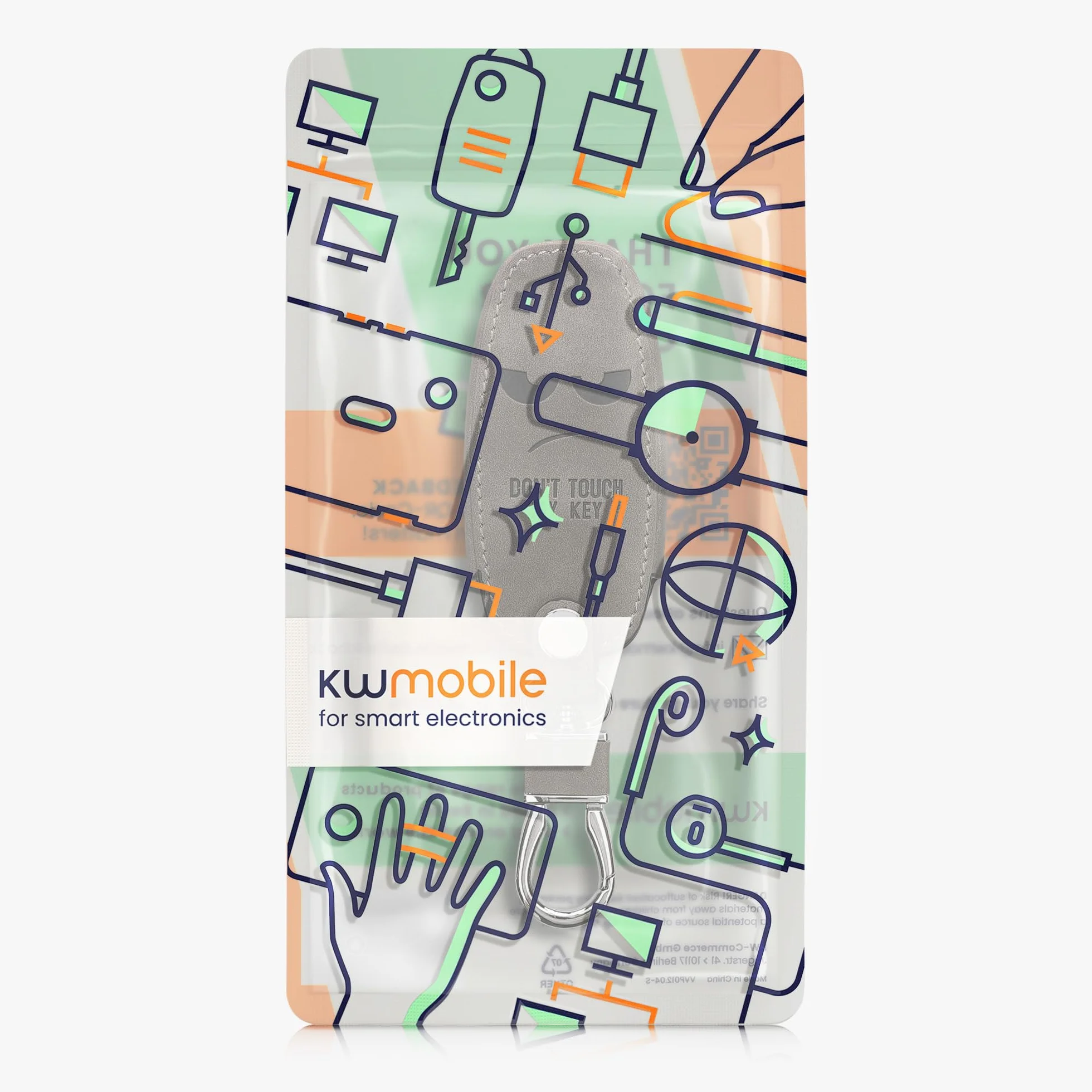 kwmobile etui na kluczyki samochodowe kompatybilne z Audi A6 A7 A8 Q7 Q8 3-przyciskowy kluczyk samochodowy Keyless - pokrowiec ochronny ze sztucznej skóry - Don't Touch My Key - szary