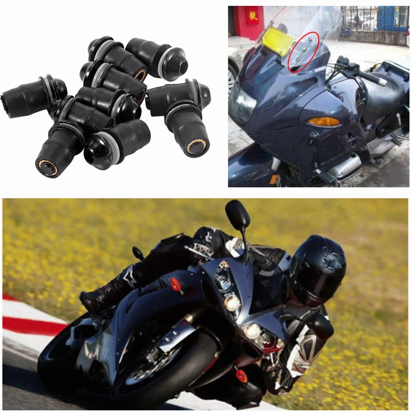 Generic Wysokiej Jakości Wewnętrzne Sześciokątne śruby do Przedniej Szyby 10 Sztuk łatwa Instalacja do Szyby Przedniej Motocykla Czarny/srebrny/czerwony/niebieski (BLACK)