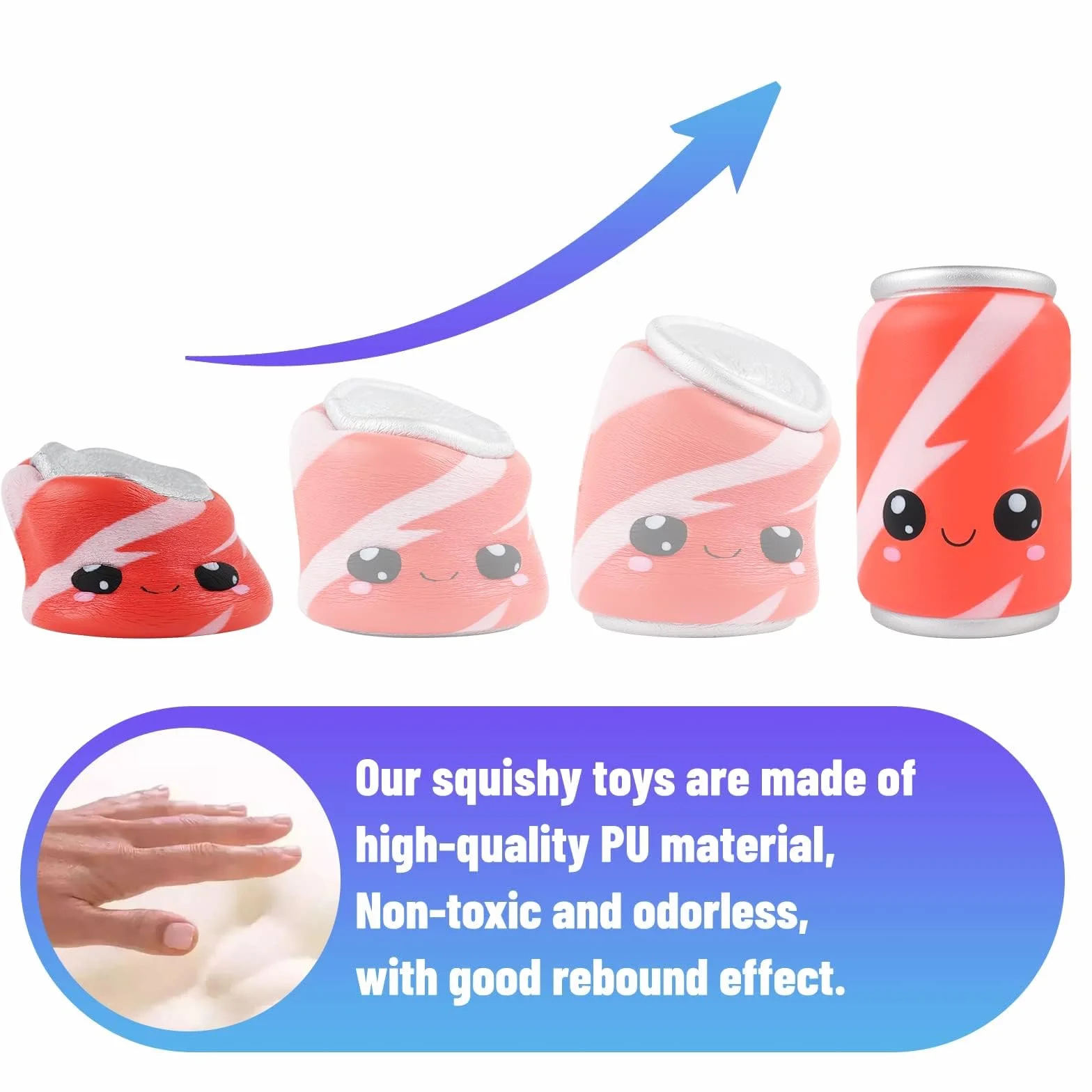 Anboor Squishies Toy Red Can Kawaii, miękka zabawka, powoli dzielona, wyciśnięta Cola, Squishy, redukcja stresu dla dzieci i dorosłych