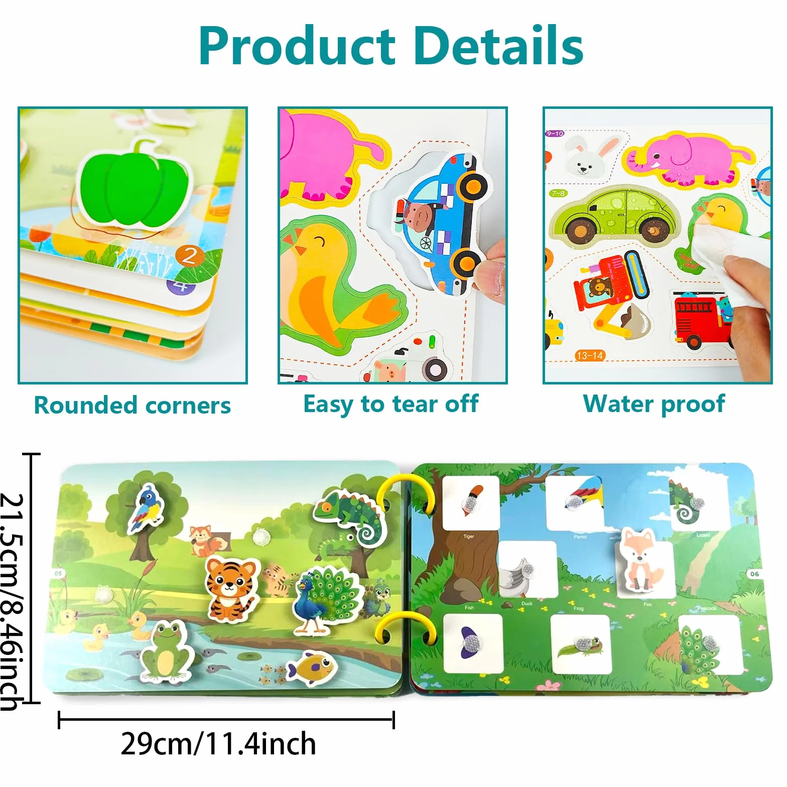 Montessori książka z ćwiczeniami dla małych dzieci, książka do nauki ze zwierzętami i dinozaurami, pojazdy, owoce i warzywa, puzzle i gry, 1-2 lata