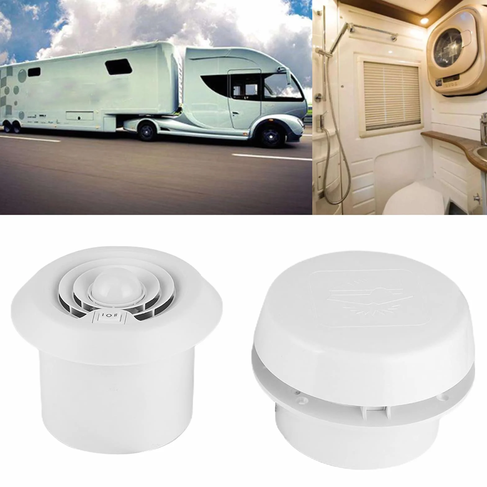 Yosoo 12 V wentylator dachowy 5000 obr./min LED wentylator sufitowy wentylacja okrągła do przyczepy kempingowej, samochodu dostawczego, vana