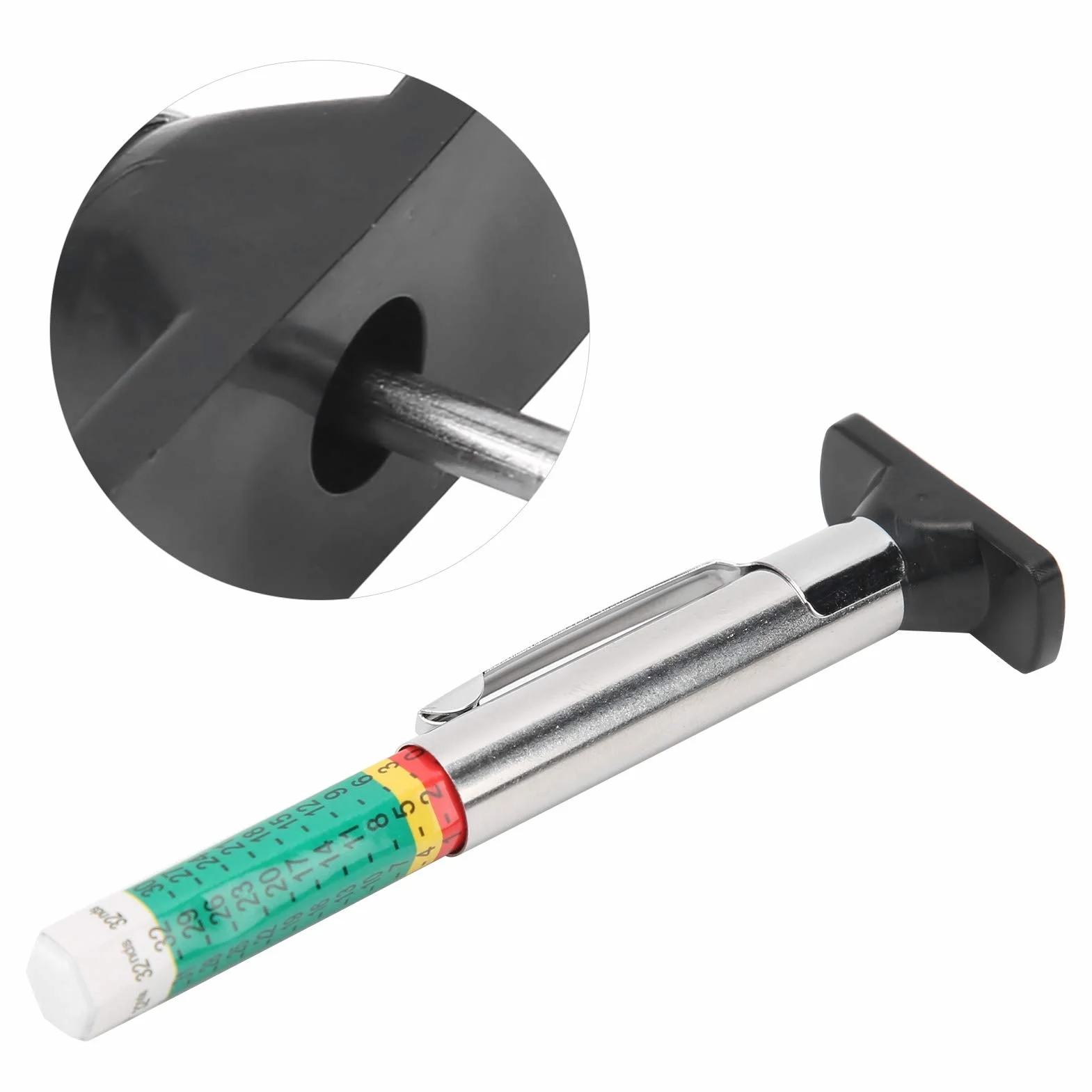 Cyfrowy Miernik Głębokości Bieżnika Opony 0-25mm Tester Cylinder Trwały materiał do Opon Samochodowych Uniwersalny Pomiar Przenośne Narzędzie