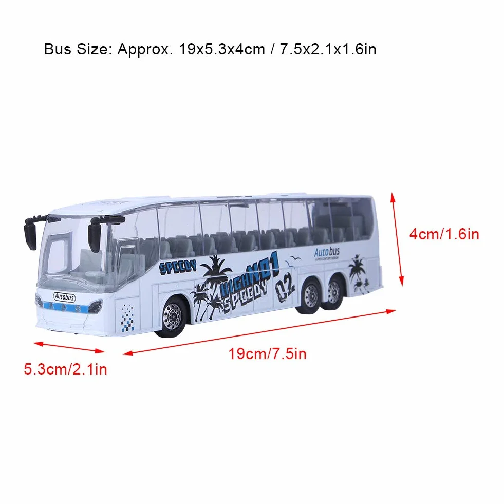Symulacja 1:50 Model autobusu tranzytowego, model autobusu Zabawka Stop Wycofana zabawka autobusowa ze światłem i muzyką dla dzieci (biały)