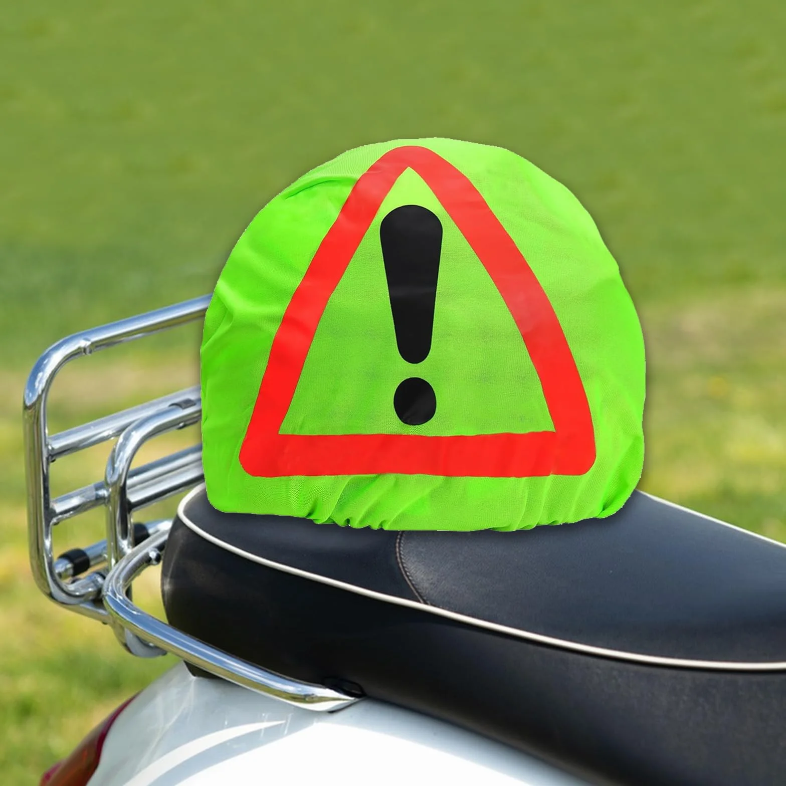 Trójkąt ostrzegawczy na kask motocyklowy, worek na kask, znak ostrzegawczy, torba na kask, trójkąt ostrzegawczy, powłoka kasku do zabezpieczenia przed wypadkiem, oznakowanie miejsc zagrożenia