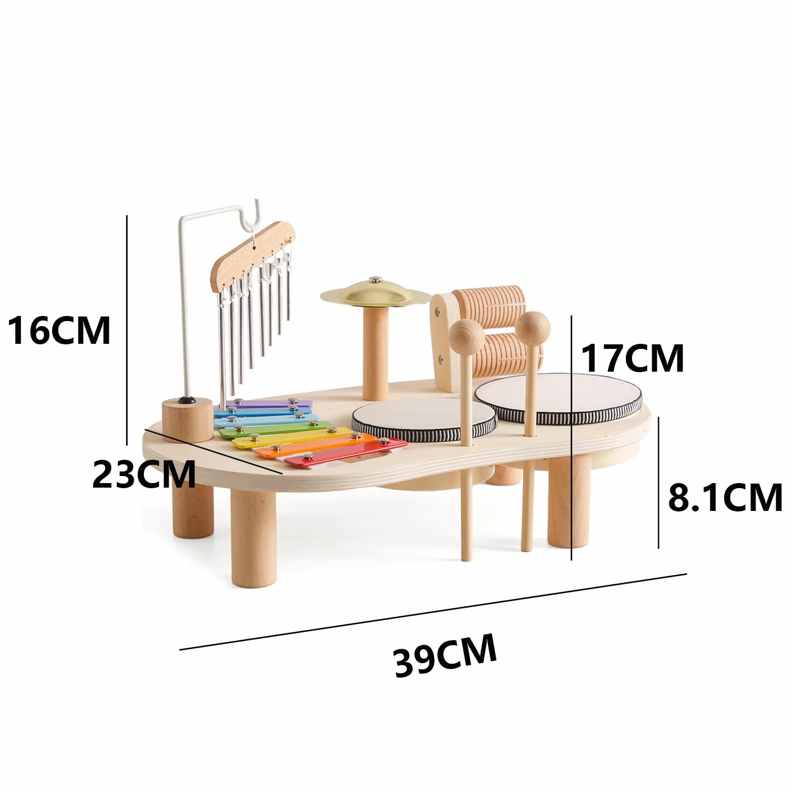Montessori zestaw perkusyjny dla dzieci, z drewna, 7 w 1, zabawka edukacyjna, perkusja z ksylofonem, zestaw bębnów dla dzieci