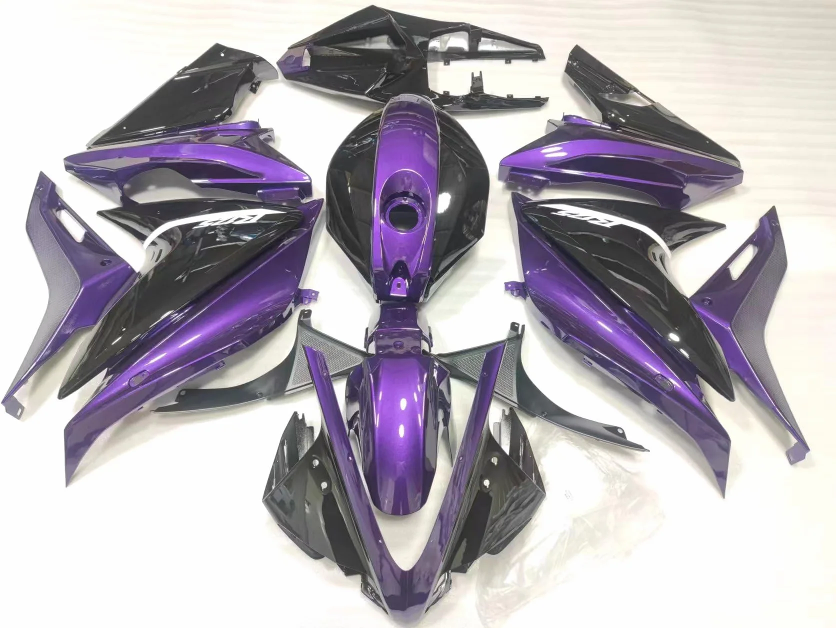 owiewki nadwozia, tworzywo sztuczne ABS, wtryskowe, na motocykl, wstępnie wywiercone otwory, zestaw do motocykla Yamaha R125 2008–2013/2014–2018, C ciemnofioletowy, 2008–2013
