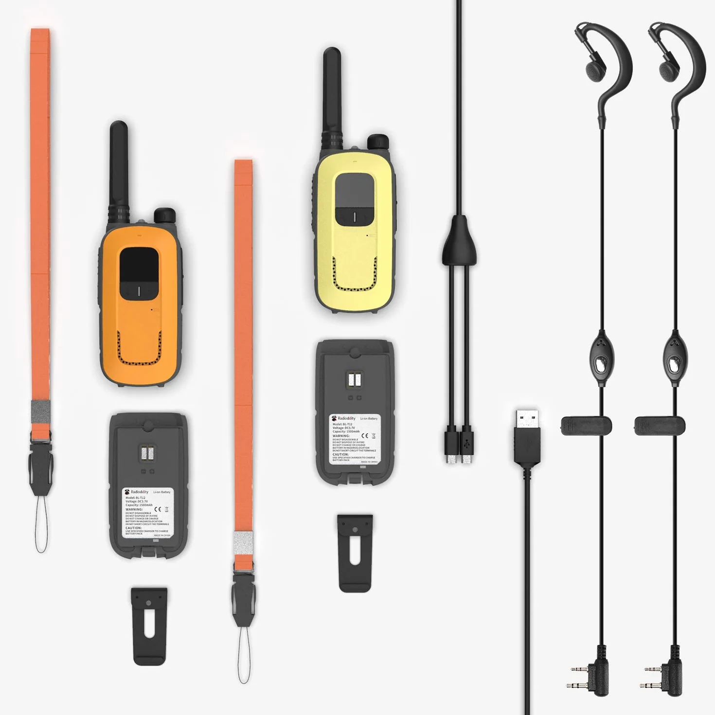 Radioddity PR-T3 Walkie Talkie dla dzieci PMR446 krótkofalówka VOX z 16 kanałami, latarka, zasięg 4 km, ładowalne akumulatory na przygody, aktywności na świeżym powietrzu, kemping, 2 sztuki