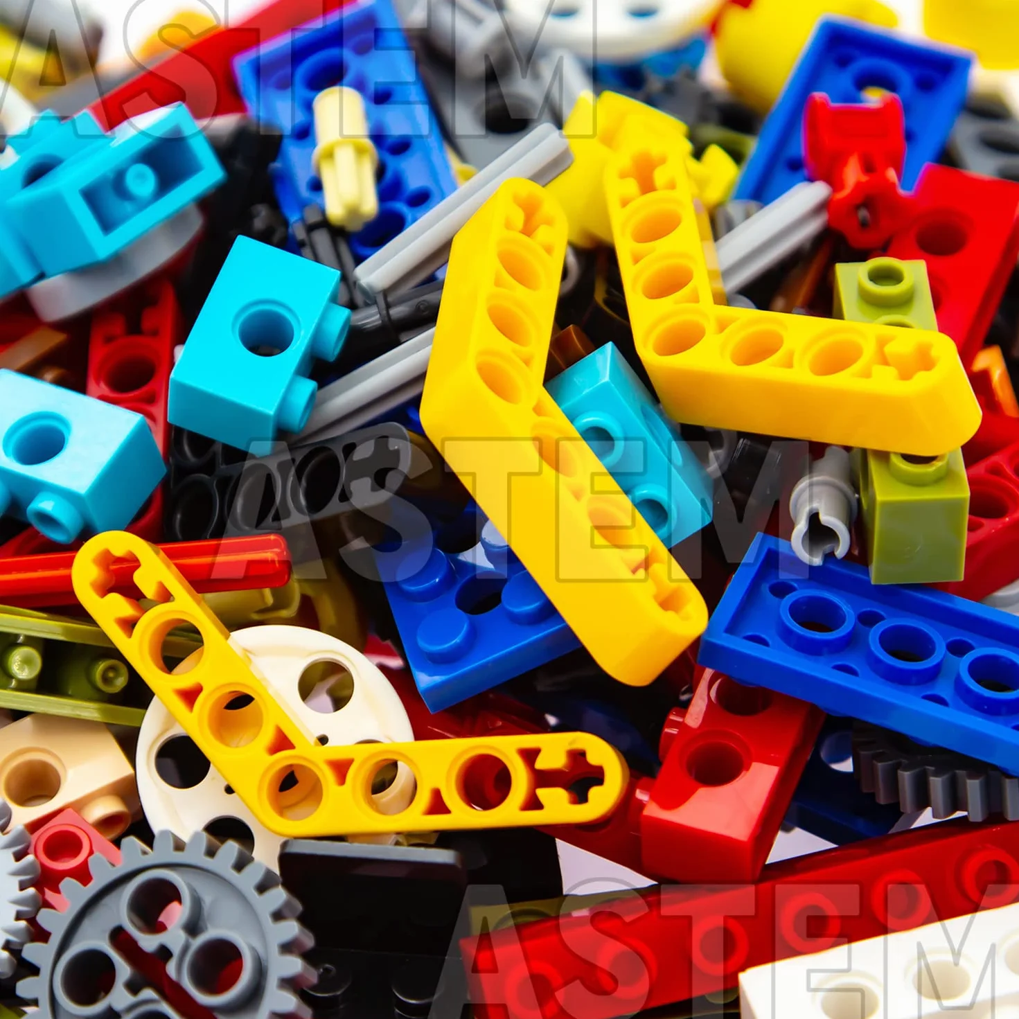 ASTEM 183PCS Zestaw kół zębatych i osi do części Technic Kompatybilny z częściami Technic głównych marek, osie, sworznie, ramię podnośnika, złącza do zestawu klocków Technic (losowy kolor)